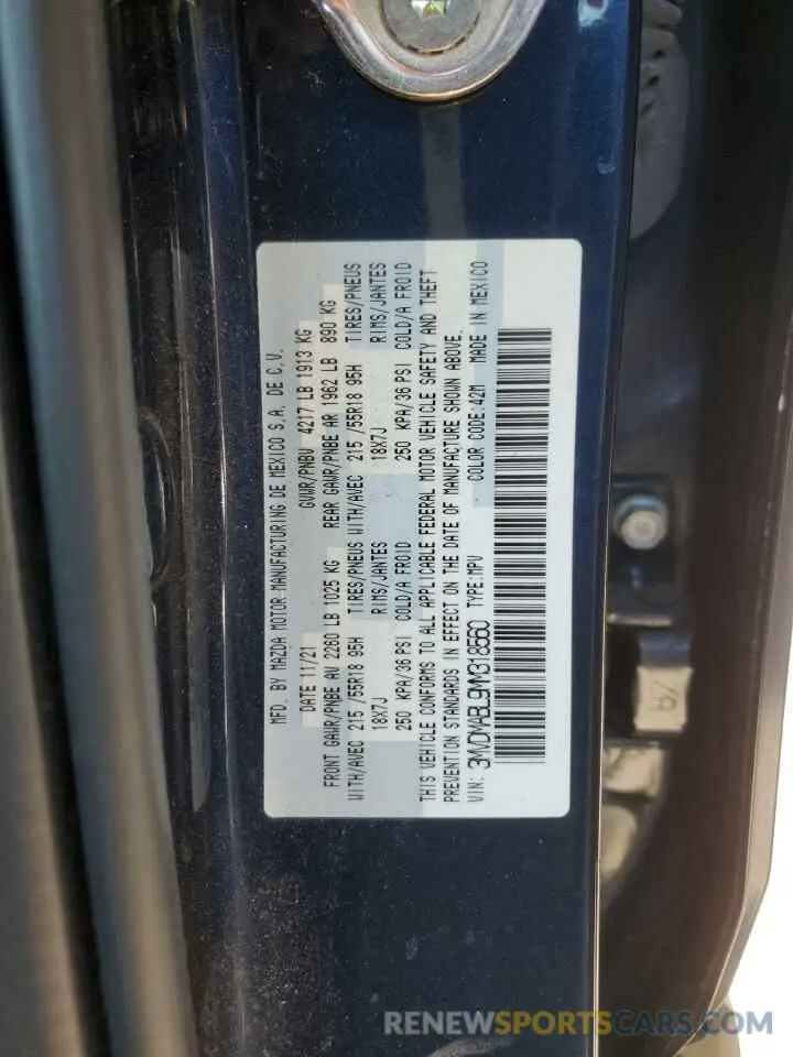 12 Photograph of a damaged car 3MVDMABL9MM318560 MAZDA CX30 2021