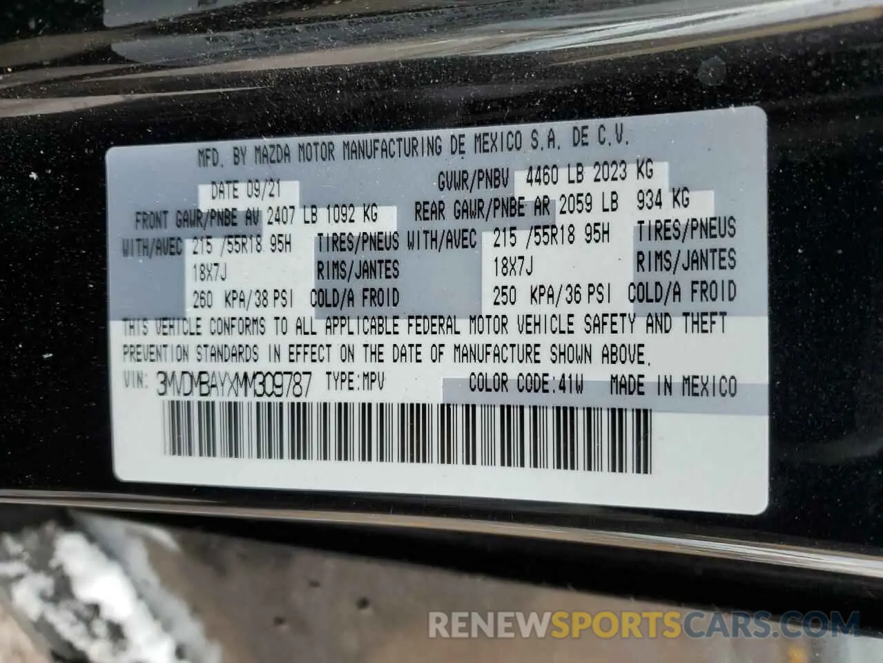 15 Photograph of a damaged car 3MVDMBAYXMM309787 MAZDA CX30 2021
