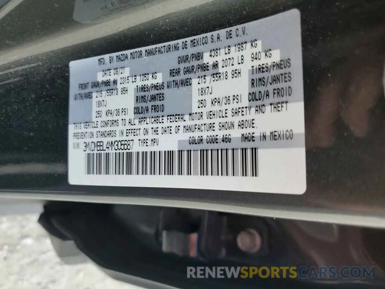 14 Фотография поврежденного автомобиля 3MVDMBBL4MM305687 MAZDA CX30 2021