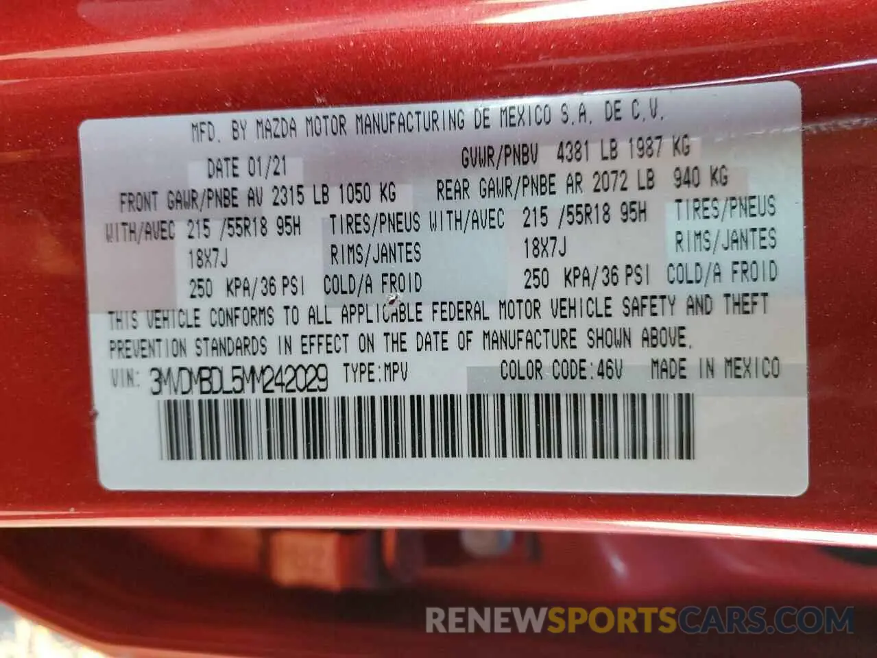 13 Фотография поврежденного автомобиля 3MVDMBDL5MM242029 MAZDA CX30 2021