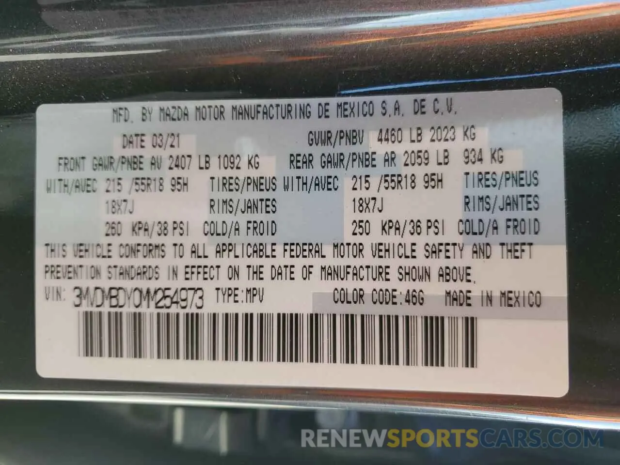 13 Фотография поврежденного автомобиля 3MVDMBDY0MM254973 MAZDA CX30 2021