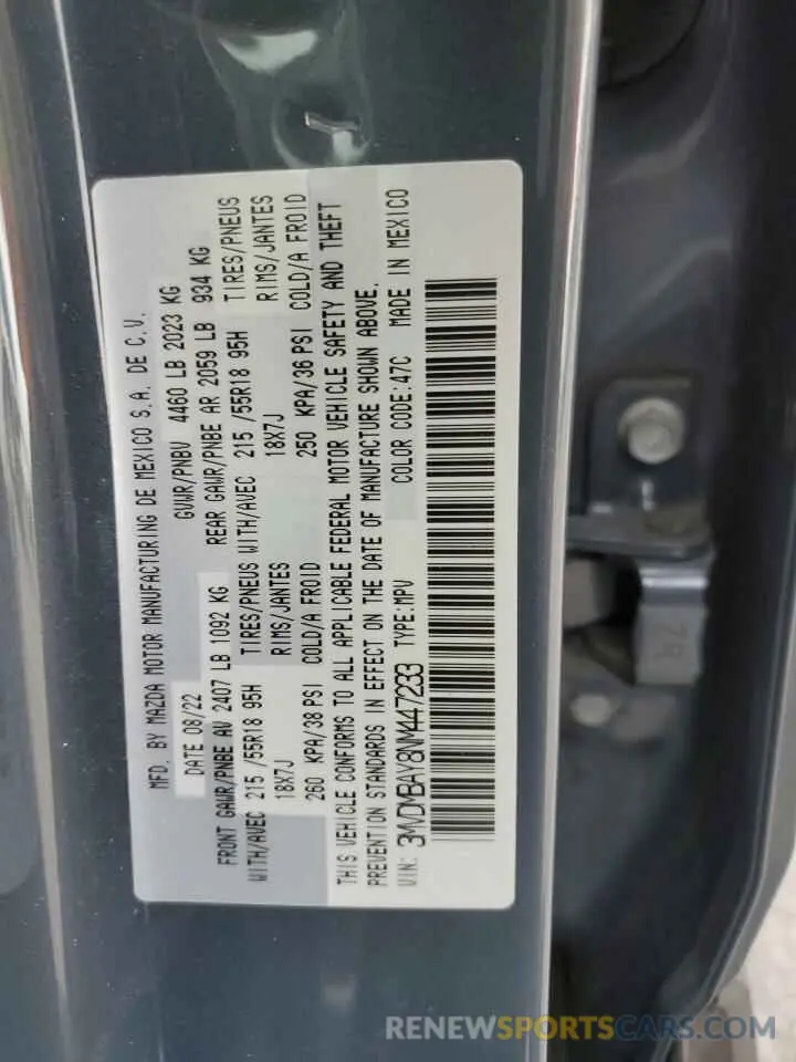 13 Фотография поврежденного автомобиля 3MVDMBAY8NM447233 MAZDA CX30 2022