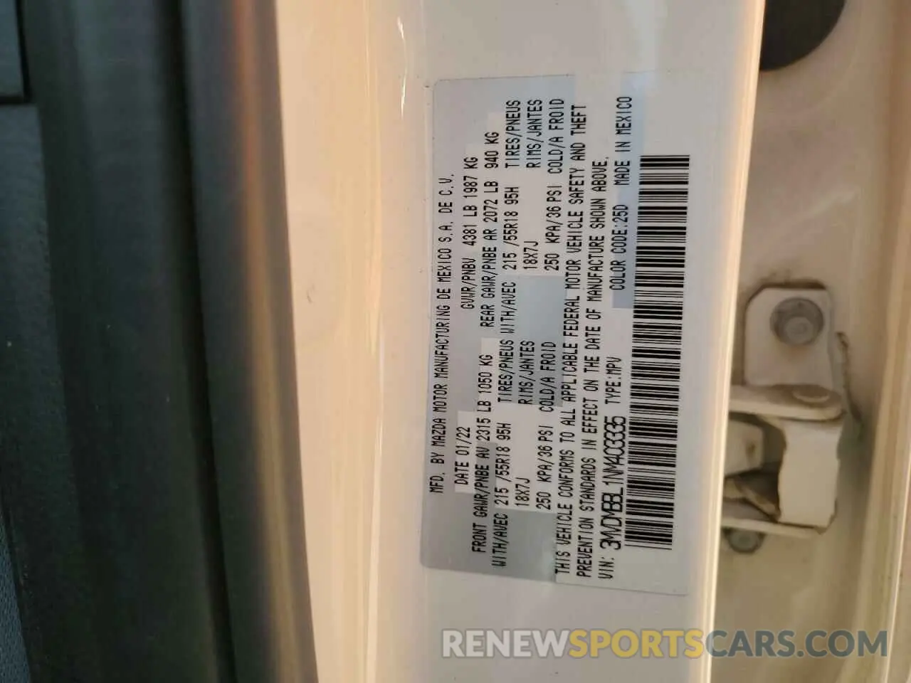 14 Фотография поврежденного автомобиля 3MVDMBBL1NM403335 MAZDA CX30 2022