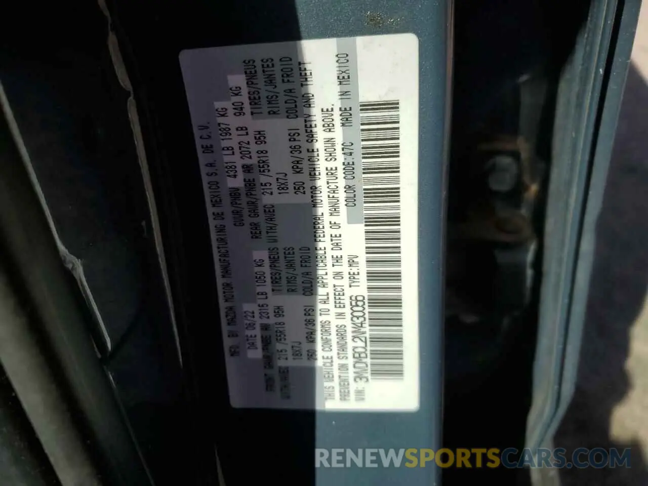 15 Photograph of a damaged car 3MVDMBCL2NM430056 MAZDA CX30 2022