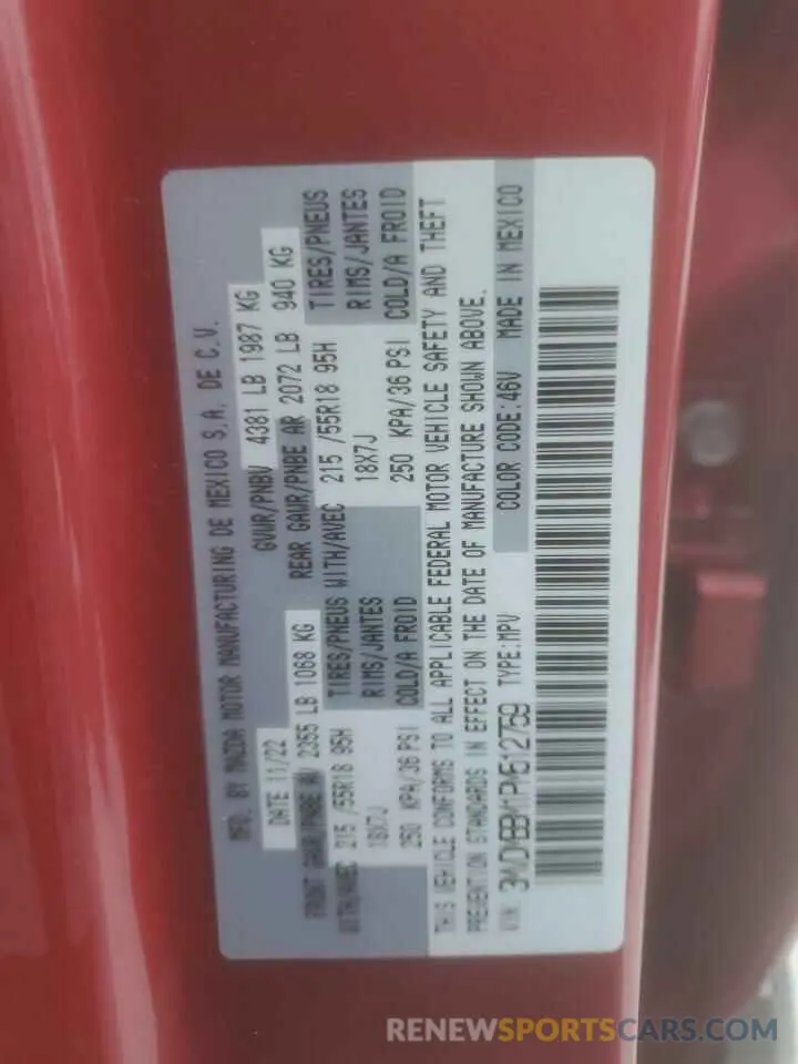 13 Фотография поврежденного автомобиля 3MVDMBBM1PM512759 MAZDA CX30 2023