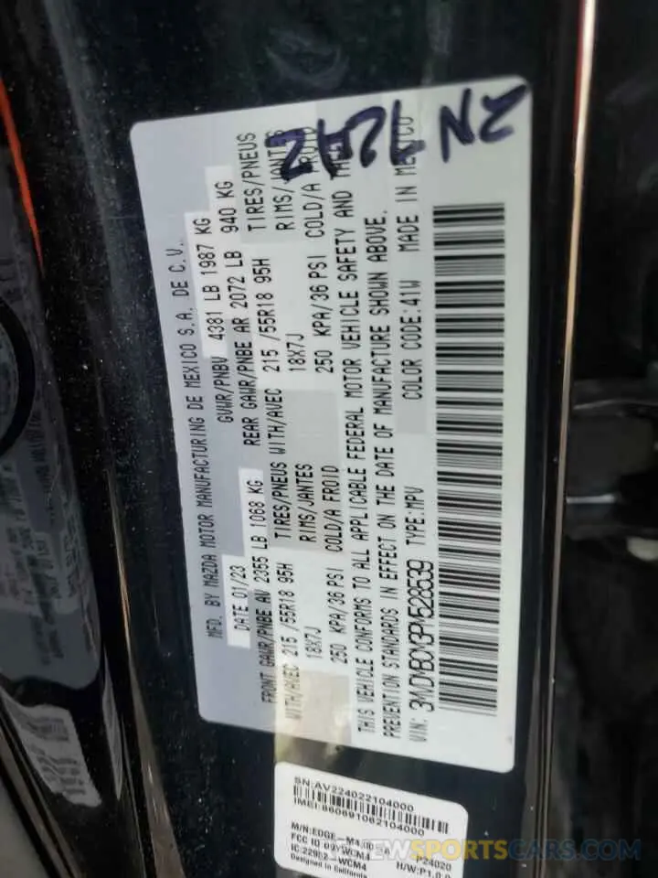 13 Фотография поврежденного автомобиля 3MVDMBCM3PM528539 MAZDA CX30 2023