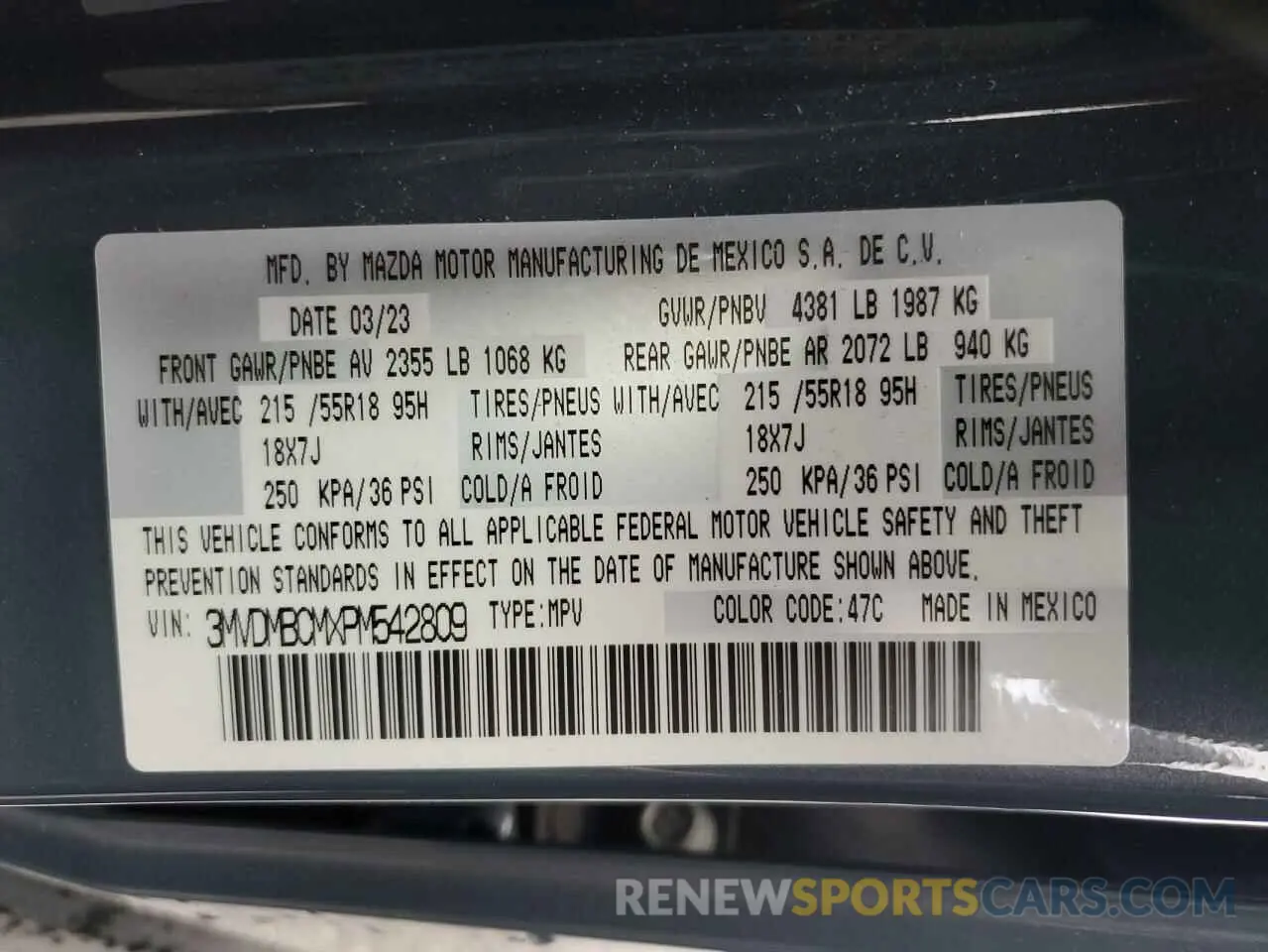 15 Фотография поврежденного автомобиля 3MVDMBCMXPM542809 MAZDA CX30 2023