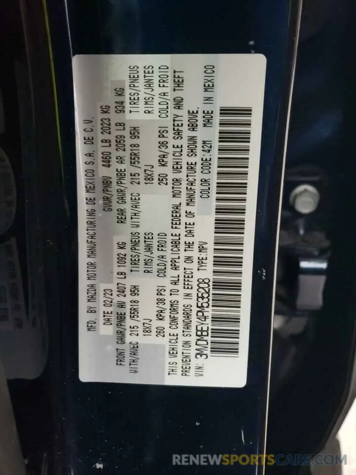 13 Photograph of a damaged car 3MVDMBEY4PM535208 MAZDA CX30 2023