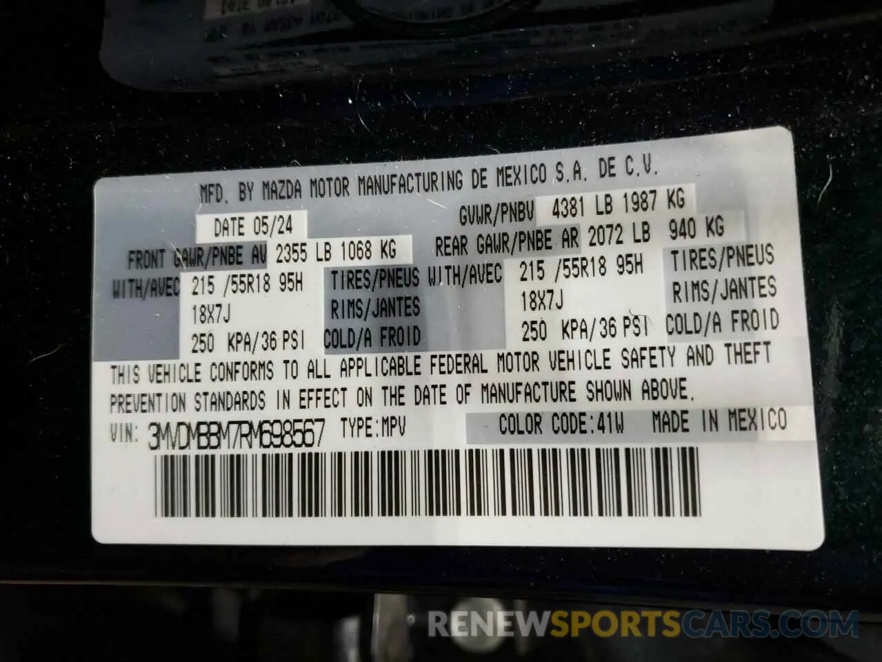 13 Фотография поврежденного автомобиля 3MVDMBBM7RM698567 MAZDA CX30 2024