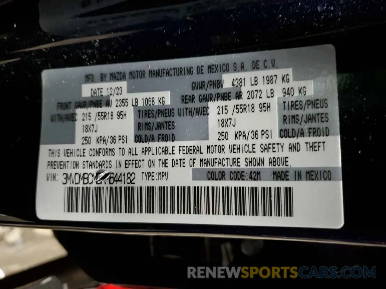15 Фотография поврежденного автомобиля 3MVDMBCM5RM644182 MAZDA CX30 2024