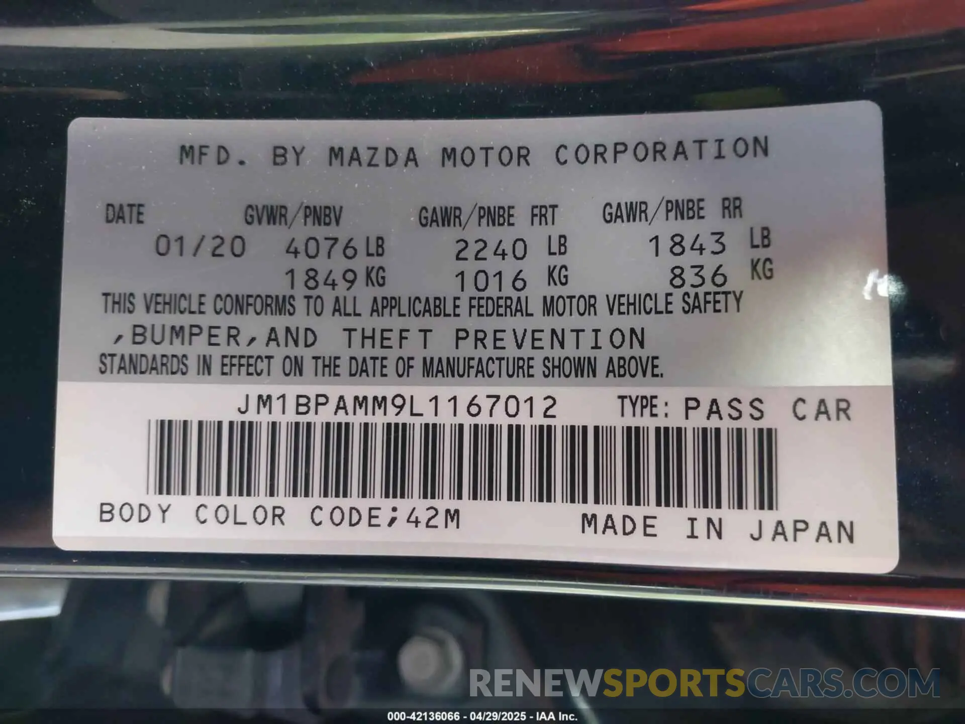 9 Photograph of a damaged car JM1BPAMM9L1167012 MAZDA MAZDA3 2020