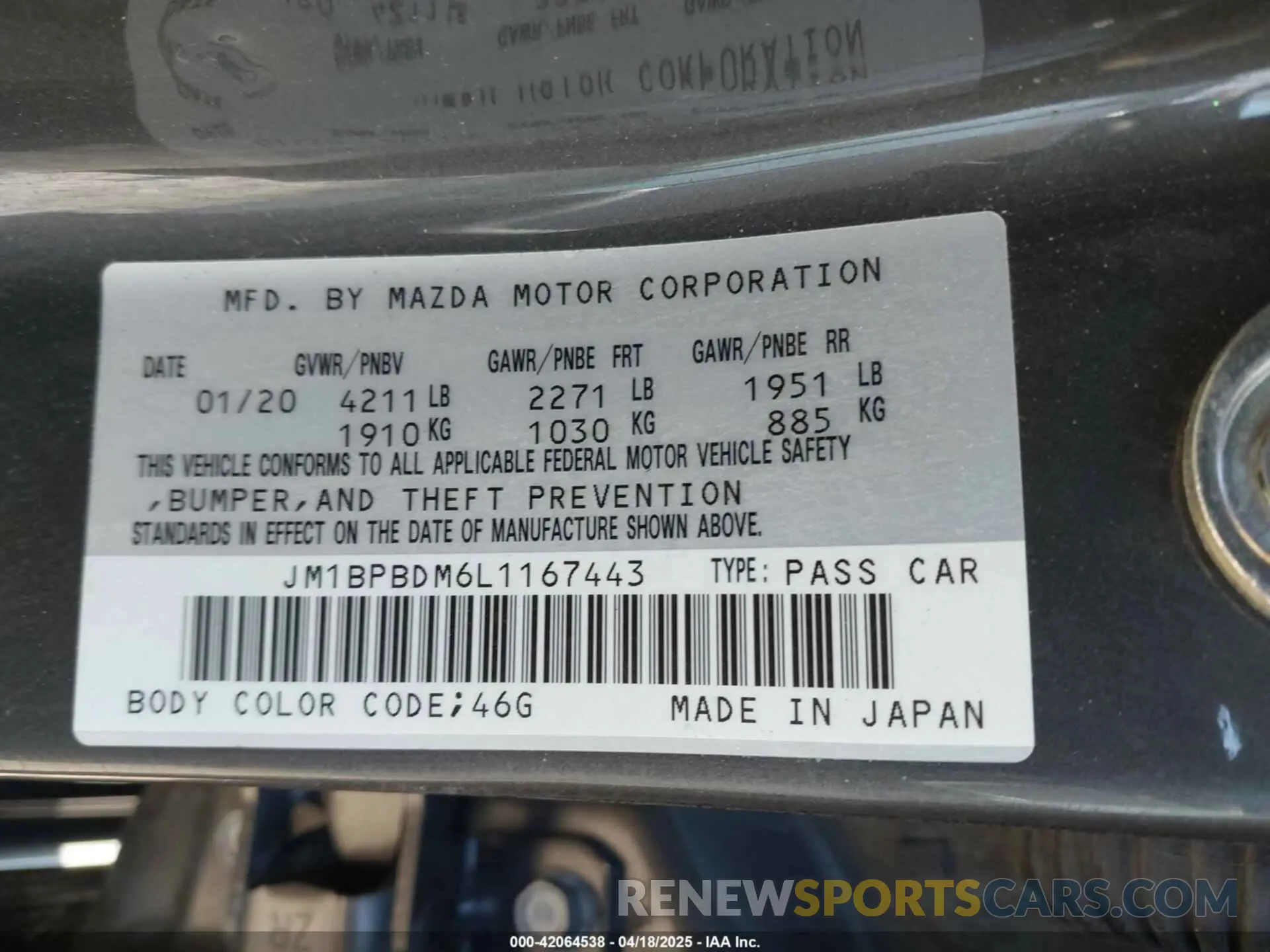9 Фотография поврежденного автомобиля JM1BPBDM6L1167443 MAZDA MAZDA3 2020