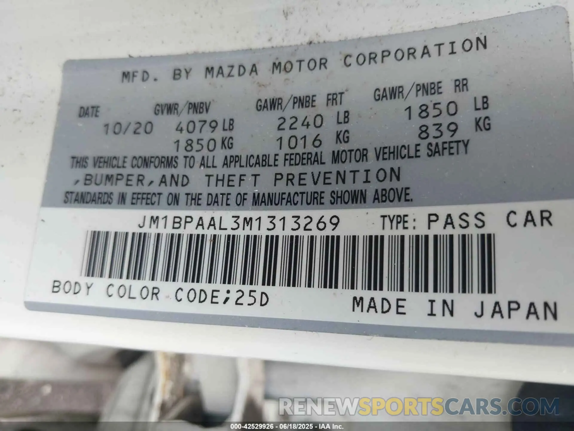 9 Photograph of a damaged car JM1BPAAL3M1313269 MAZDA MAZDA3 2021