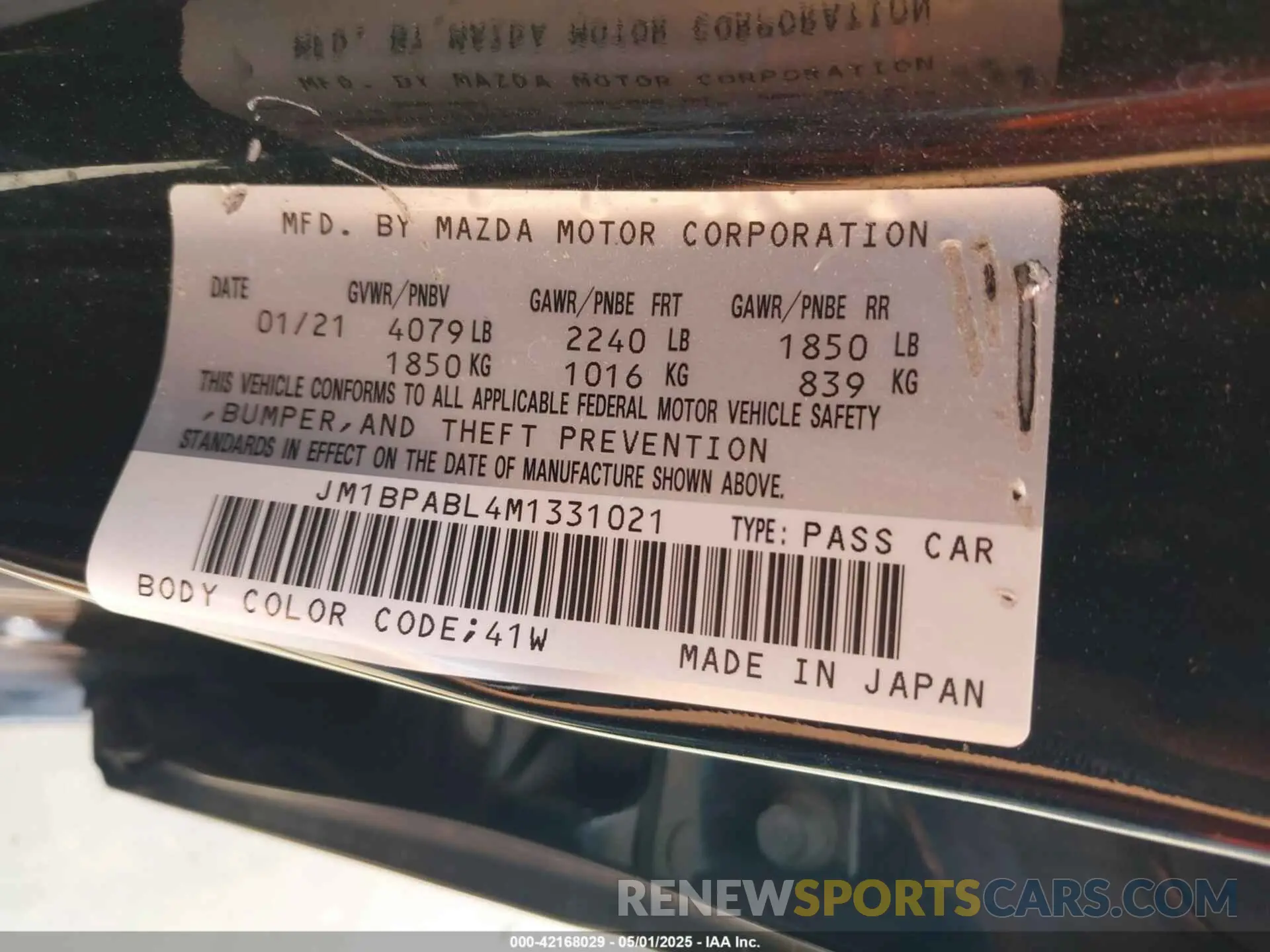 9 Фотография поврежденного автомобиля JM1BPABL4M1331021 MAZDA MAZDA3 2021