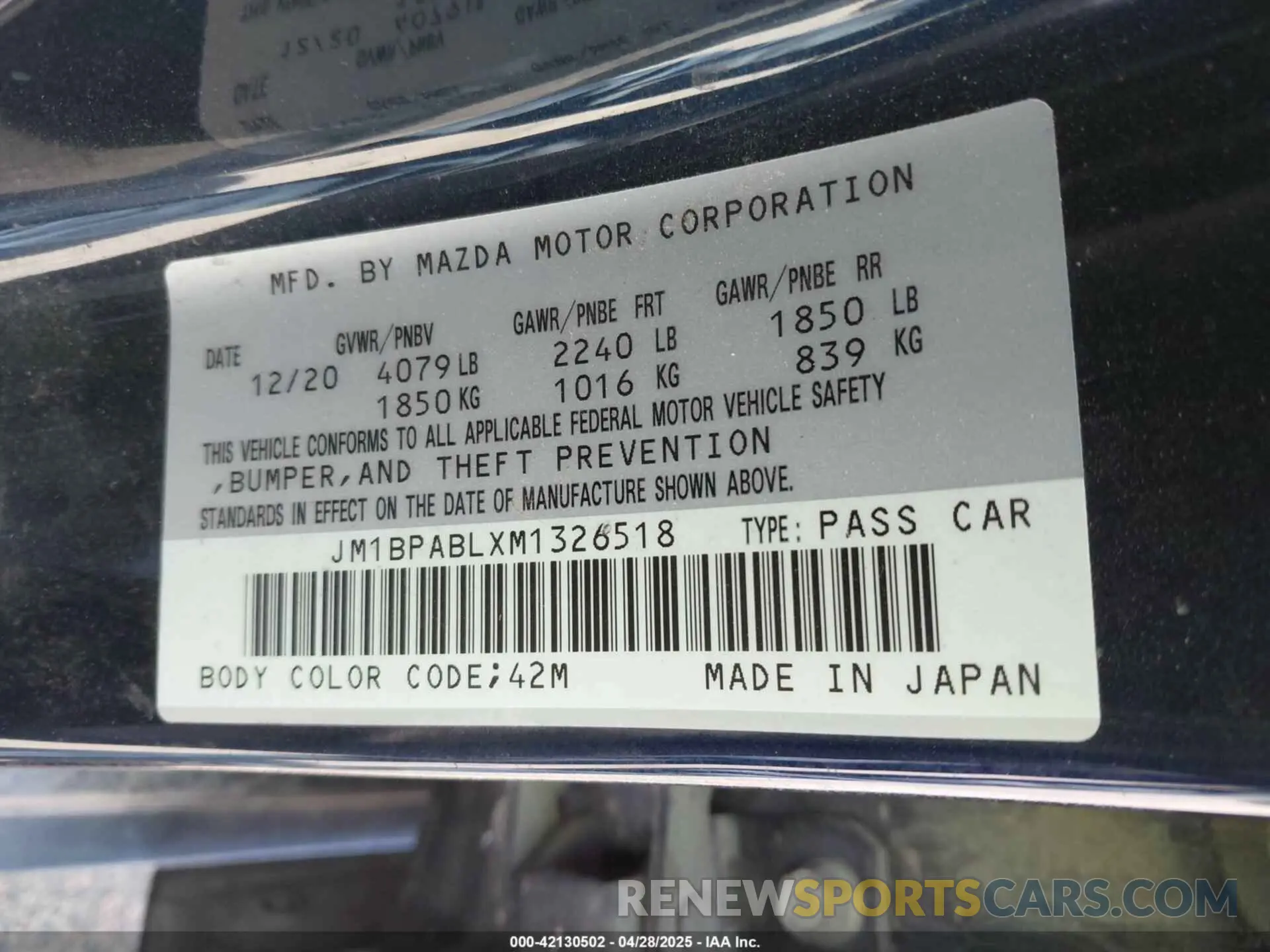 9 Photograph of a damaged car JM1BPABLXM1326518 MAZDA MAZDA3 2021