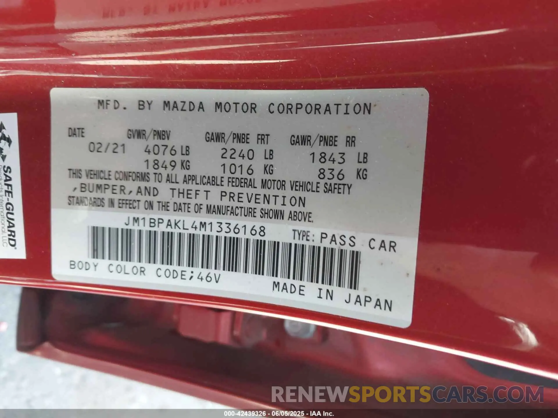 9 Photograph of a damaged car JM1BPAKL4M1336168 MAZDA MAZDA3 2021