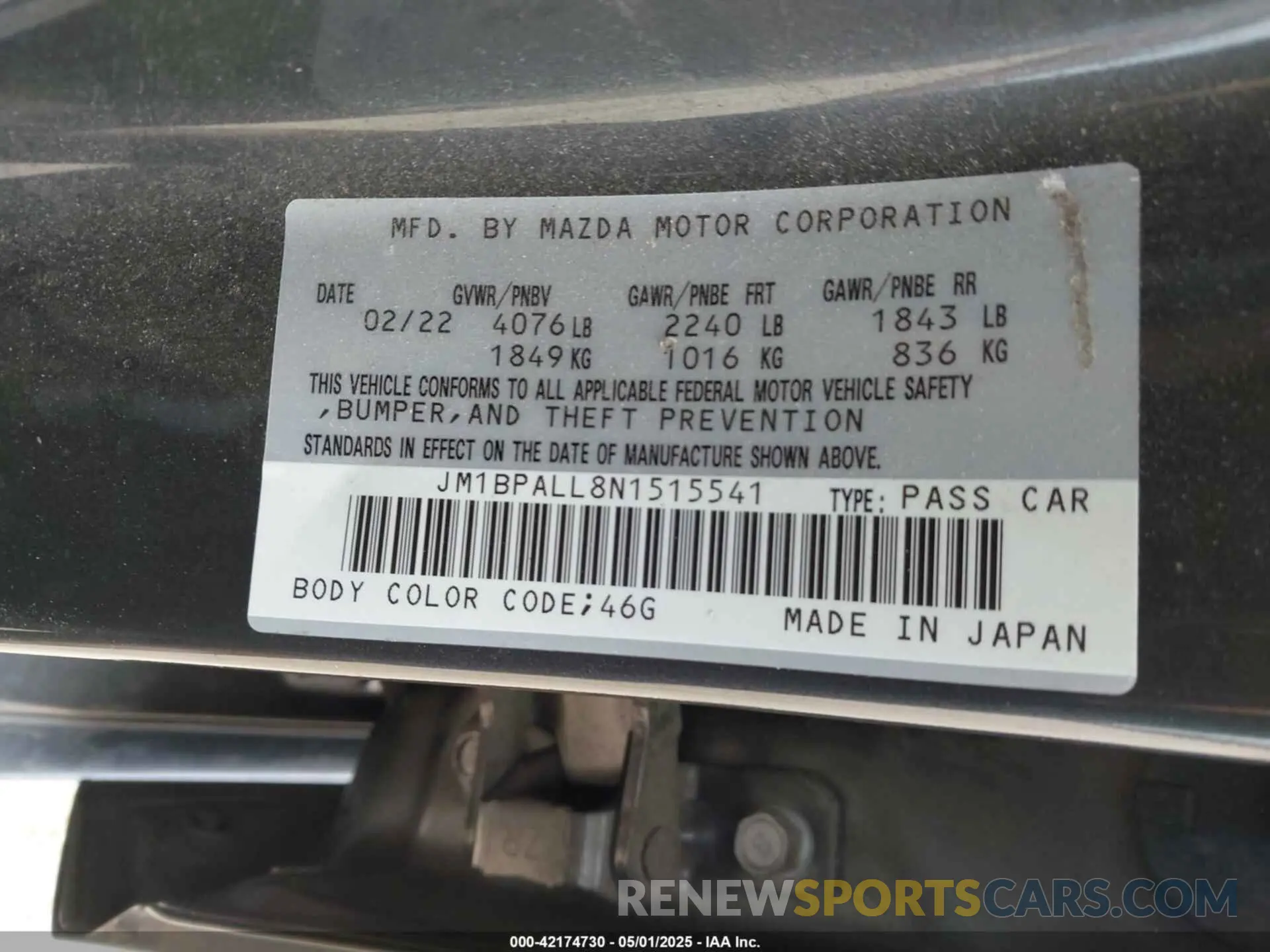 9 Фотография поврежденного автомобиля JM1BPALL8N1515541 MAZDA MAZDA3 2022