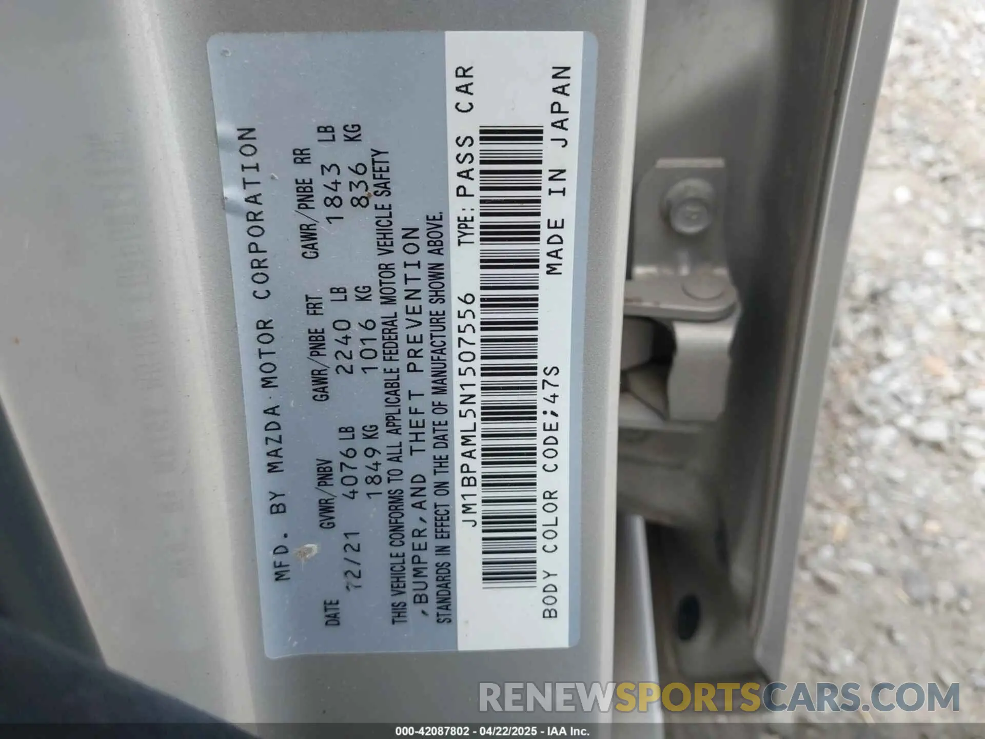 9 Фотография поврежденного автомобиля JM1BPAML5N1507556 MAZDA MAZDA3 2022