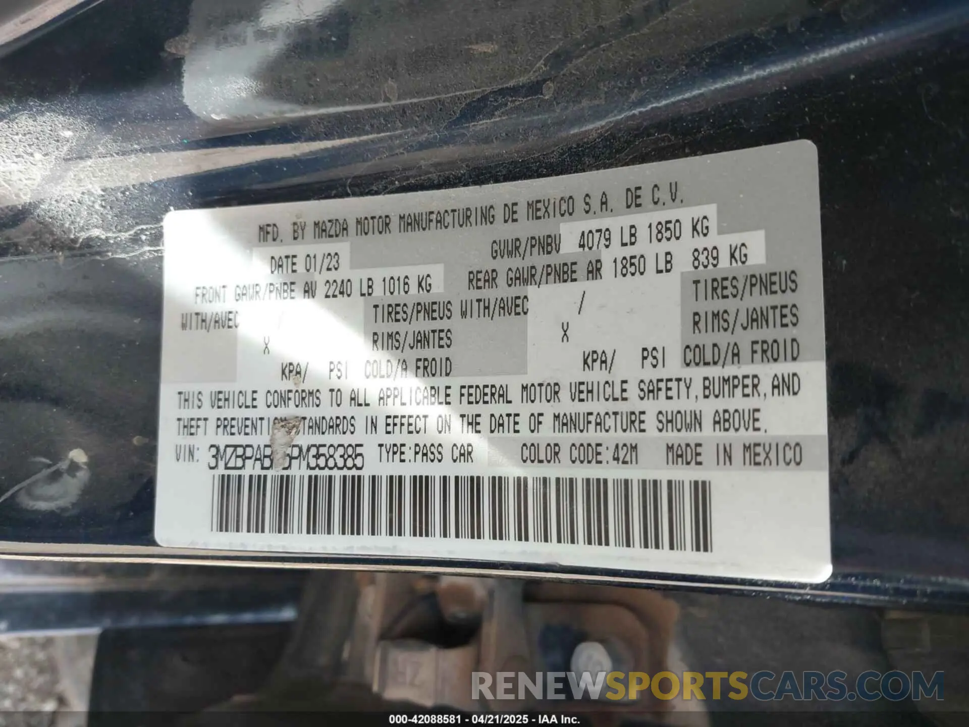 9 Фотография поврежденного автомобиля 3MZBPABM5PM358385 MAZDA MAZDA3 2023
