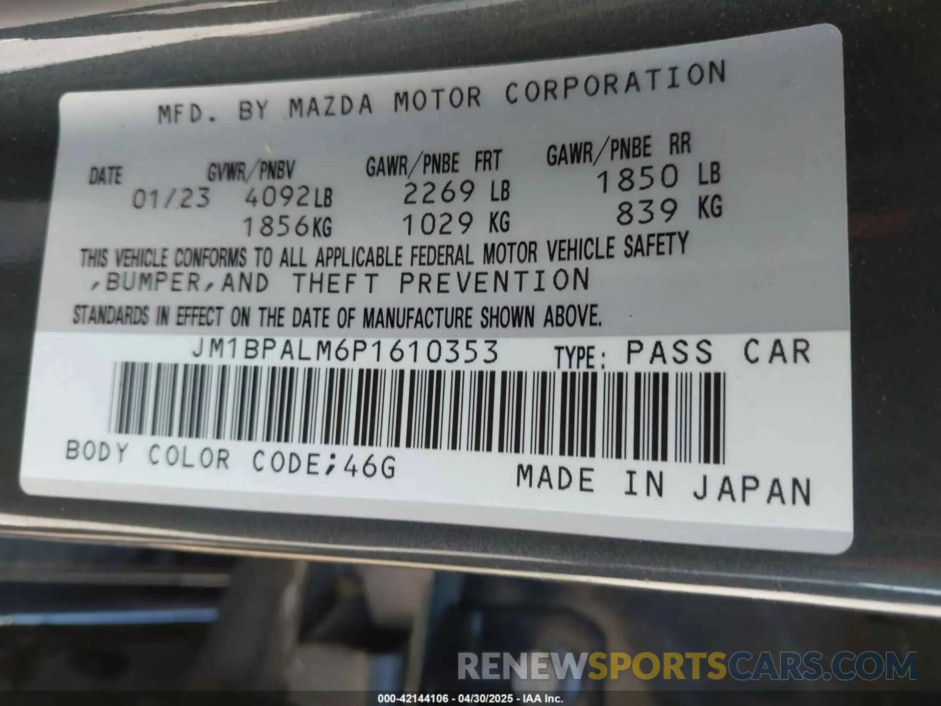 9 Фотография поврежденного автомобиля JM1BPALM6P1610353 MAZDA MAZDA3 2023