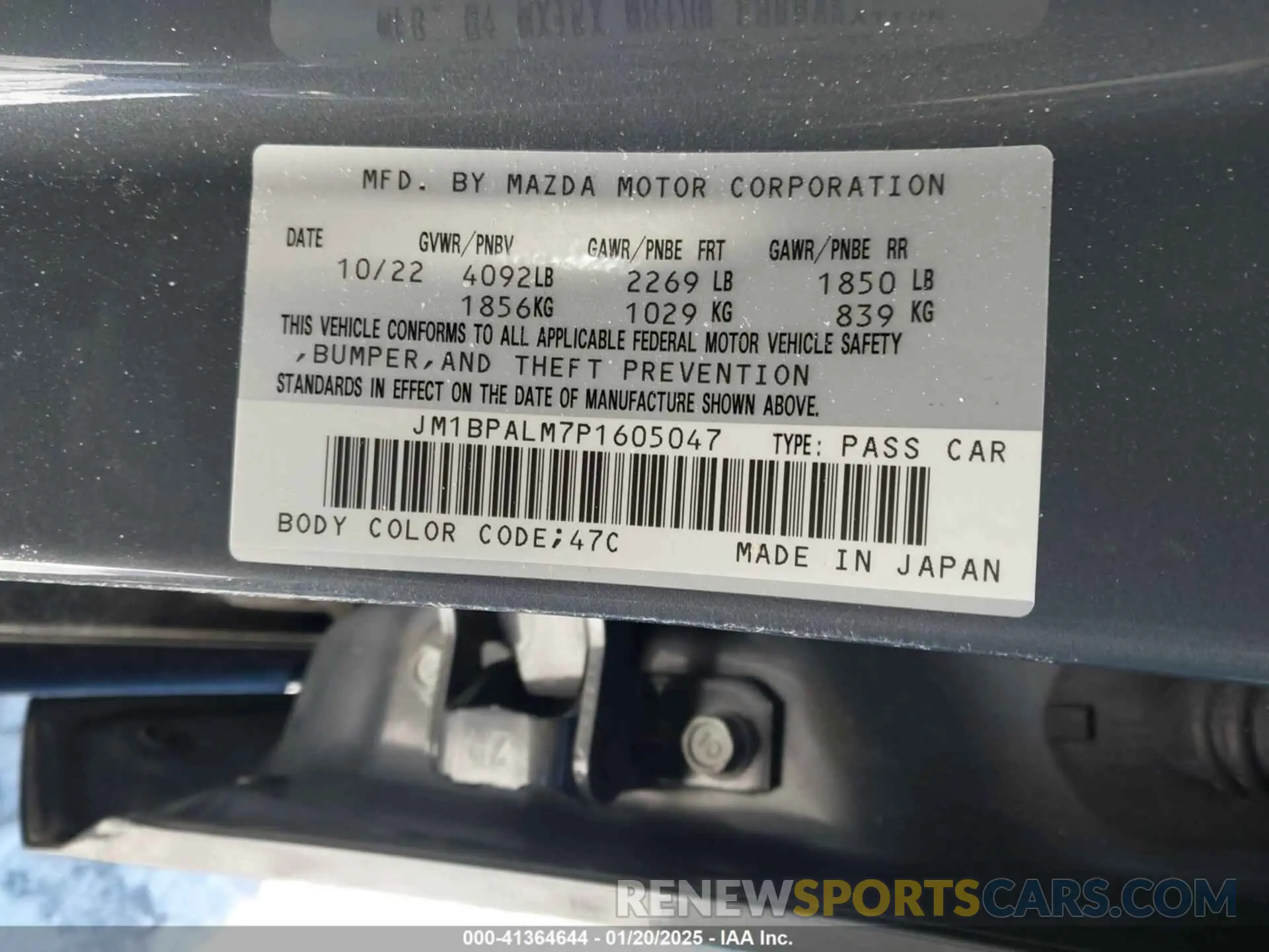 9 Фотография поврежденного автомобиля JM1BPALM7P1605047 MAZDA MAZDA3 2023