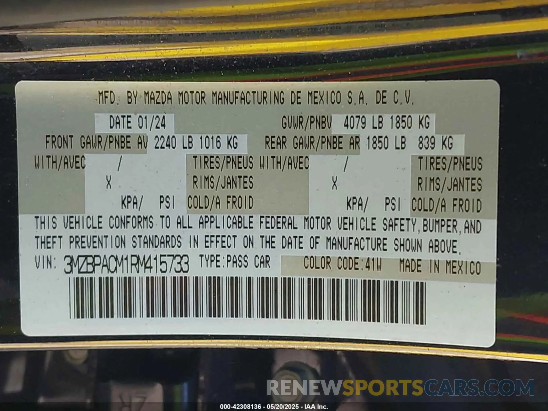 9 Фотография поврежденного автомобиля 3MZBPACM1RM415733 MAZDA MAZDA3 2024