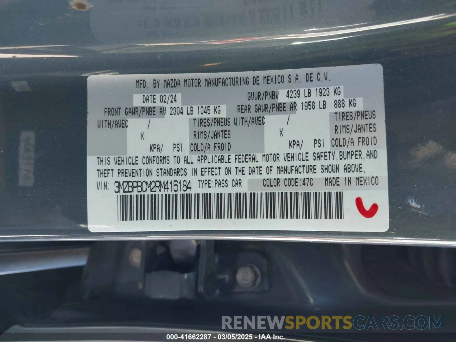 9 Photograph of a damaged car 3MZBPBCM2RM416184 MAZDA MAZDA3 2024