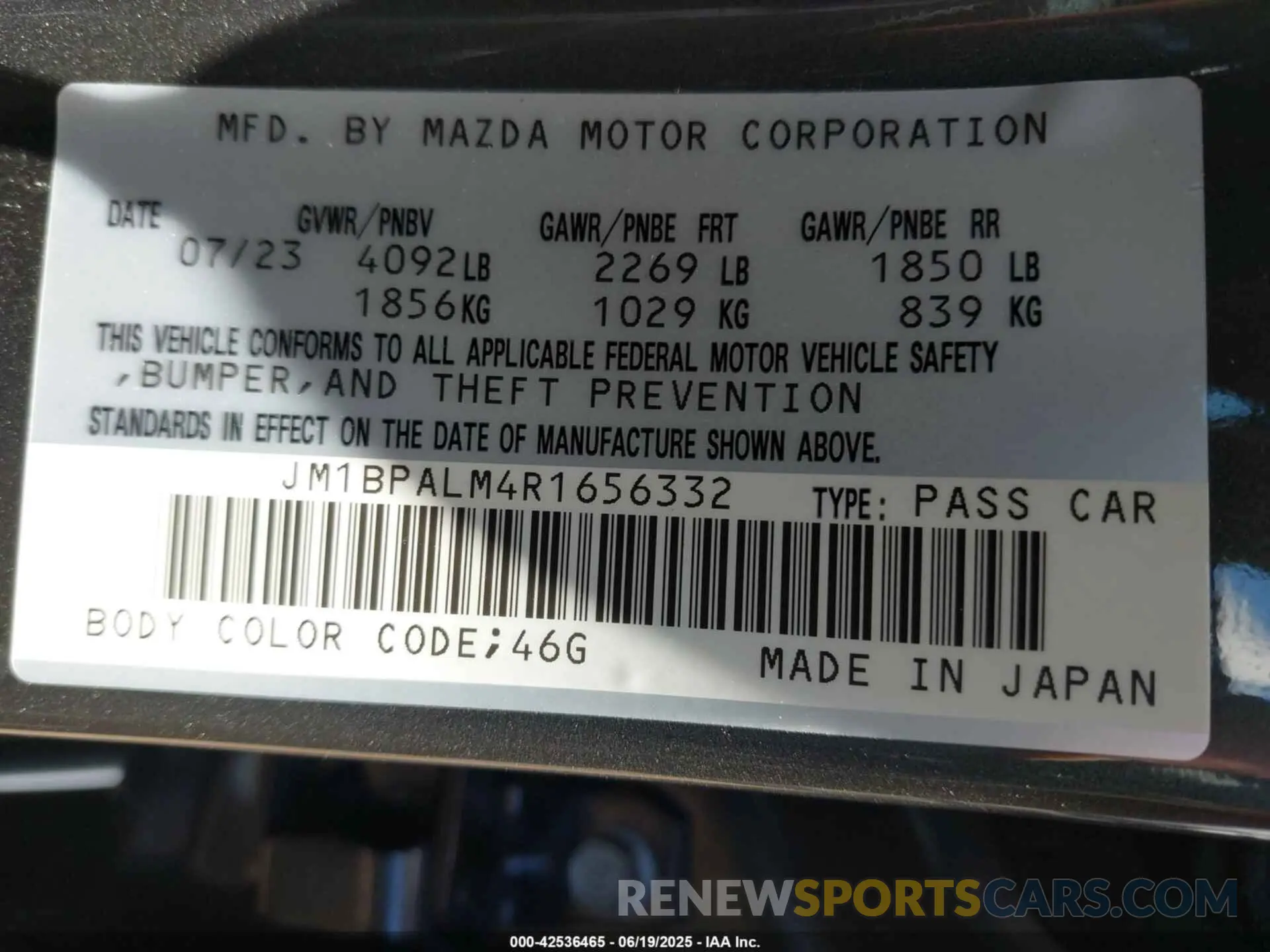 9 Фотография поврежденного автомобиля JM1BPALM4R1656332 MAZDA MAZDA3 2024