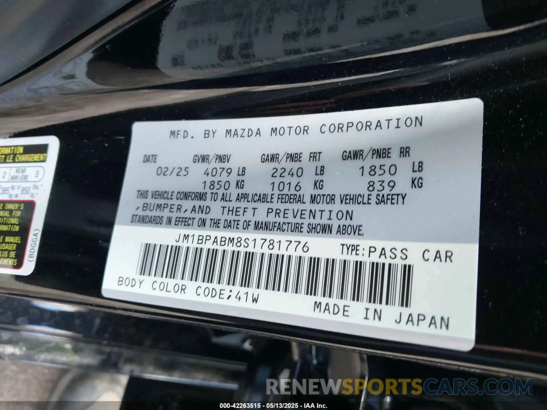 9 Photograph of a damaged car JM1BPABM8S1781776 MAZDA MAZDA3 2025