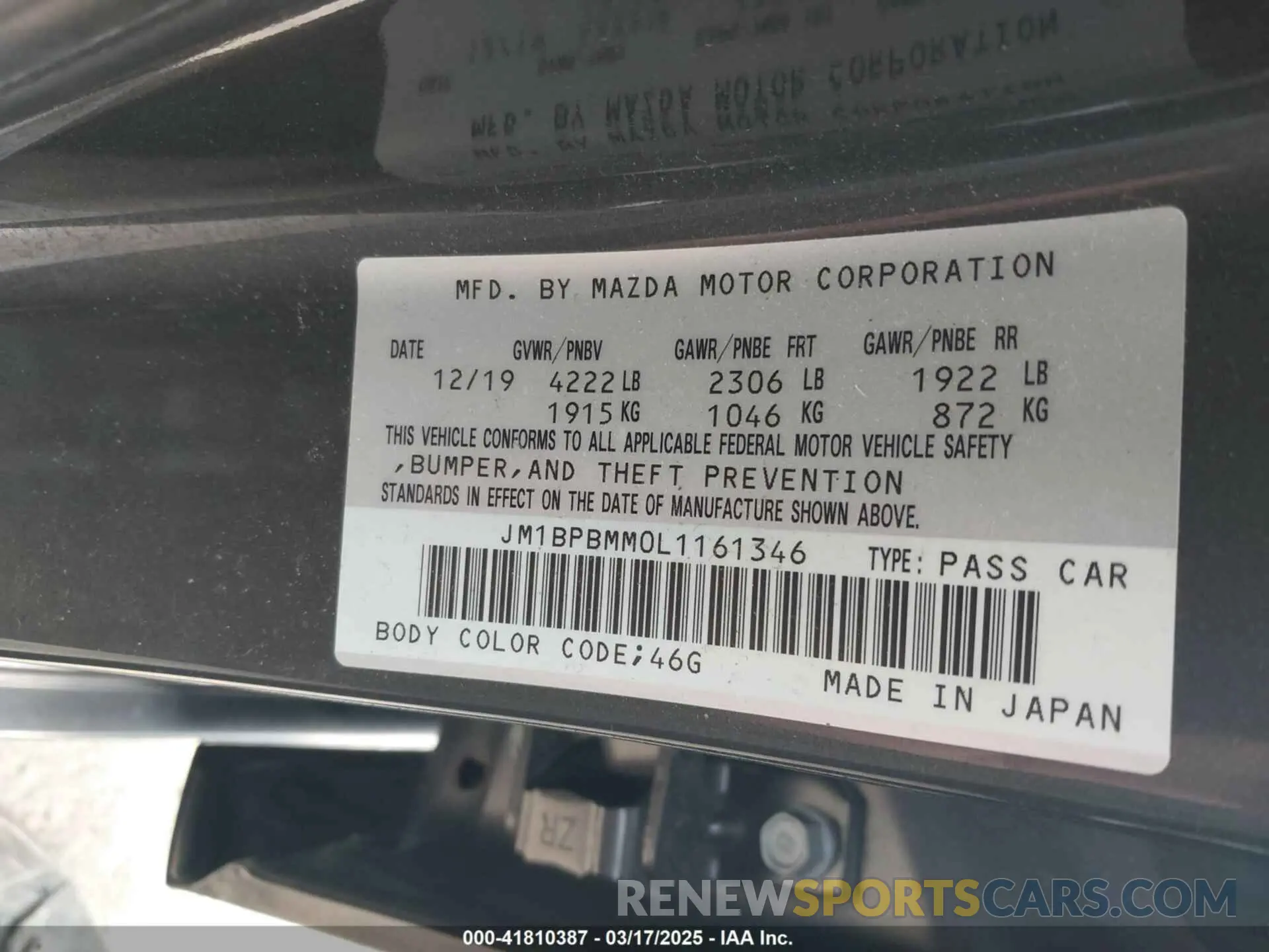 9 Фотография поврежденного автомобиля JM1BPBMM0L1161346 MAZDA MAZDA3 HATCHBACK 2020