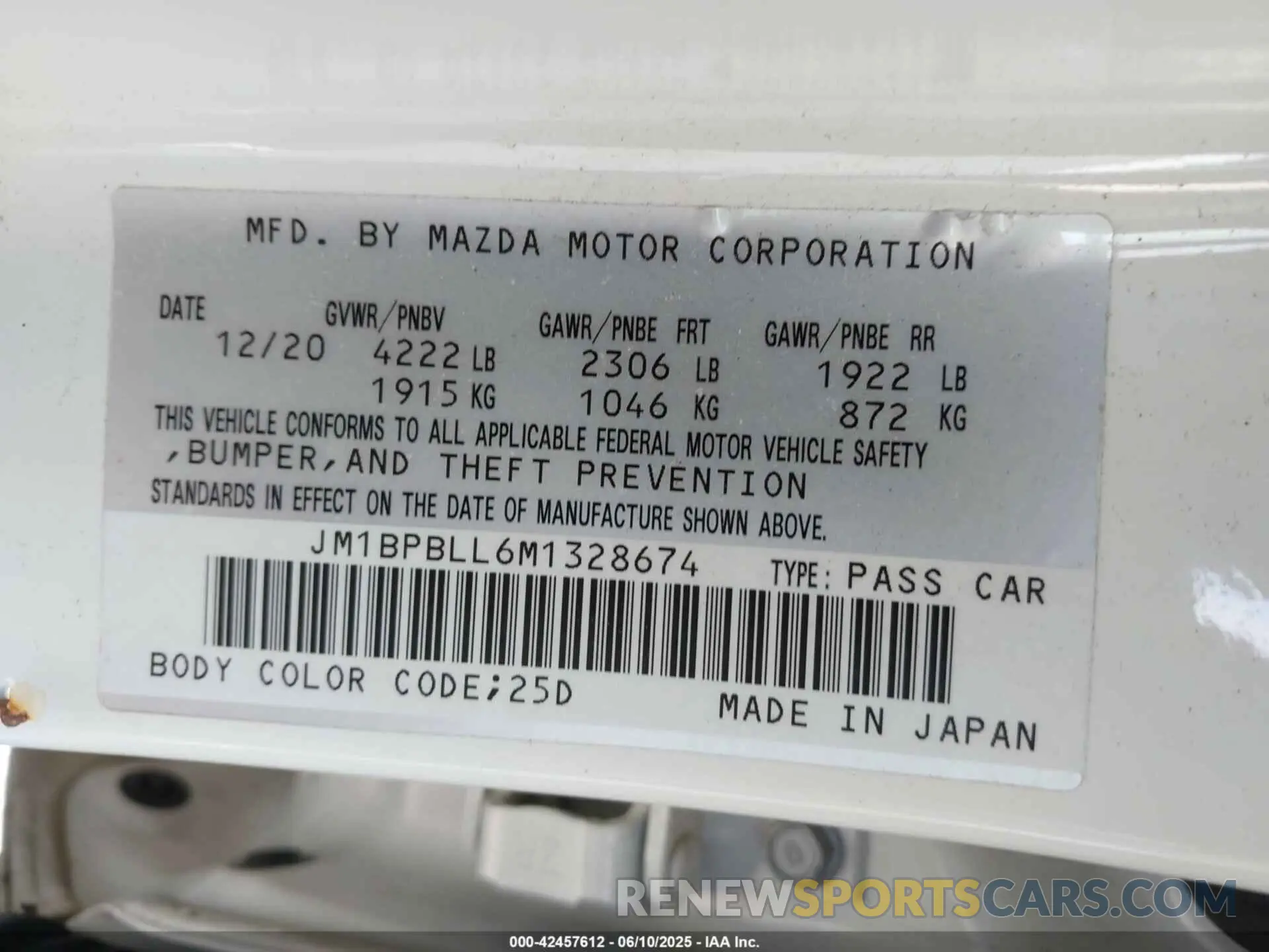 9 Фотография поврежденного автомобиля JM1BPBLL6M1328674 MAZDA MAZDA3 HATCHBACK 2021
