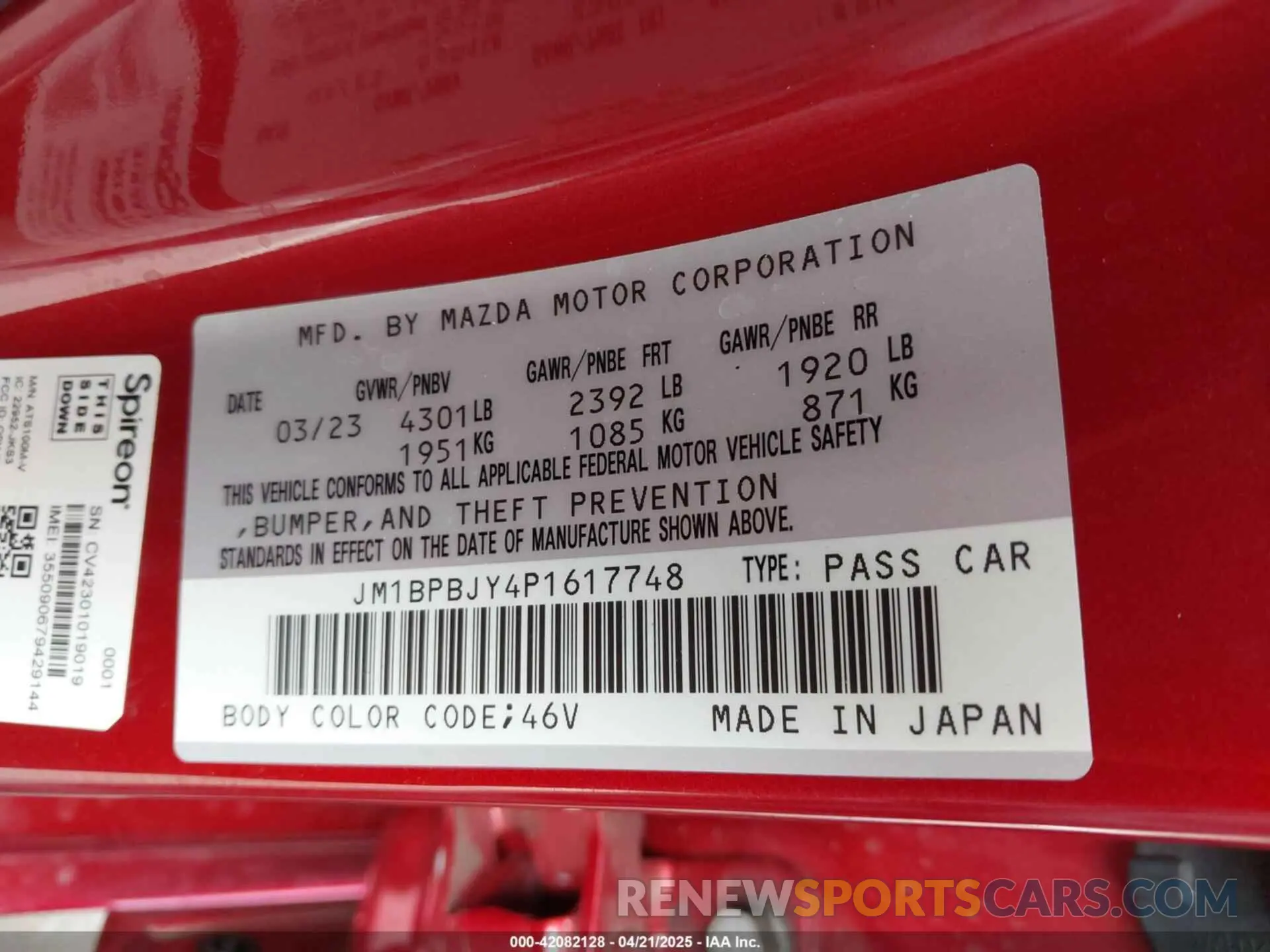 9 Фотография поврежденного автомобиля JM1BPBJY4P1617748 MAZDA MAZDA3 HATCHBACK 2023