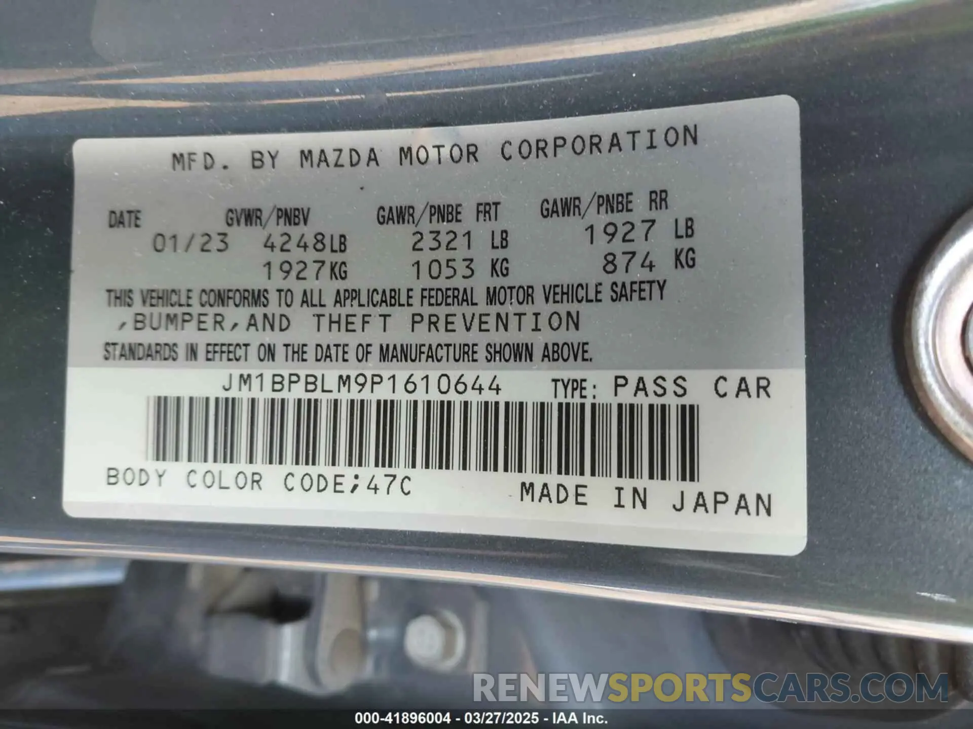 9 Фотография поврежденного автомобиля JM1BPBLM9P1610644 MAZDA MAZDA3 HATCHBACK 2023