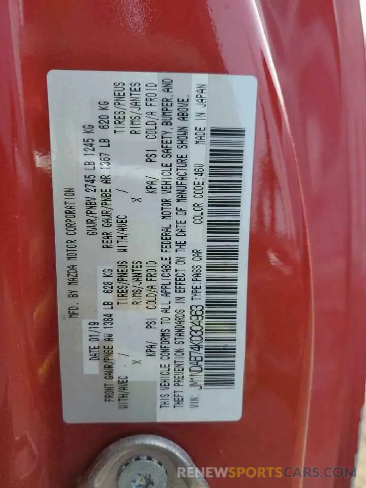 12 Фотография поврежденного автомобиля JM1NDAB74K0304963 MAZDA MX5 2019