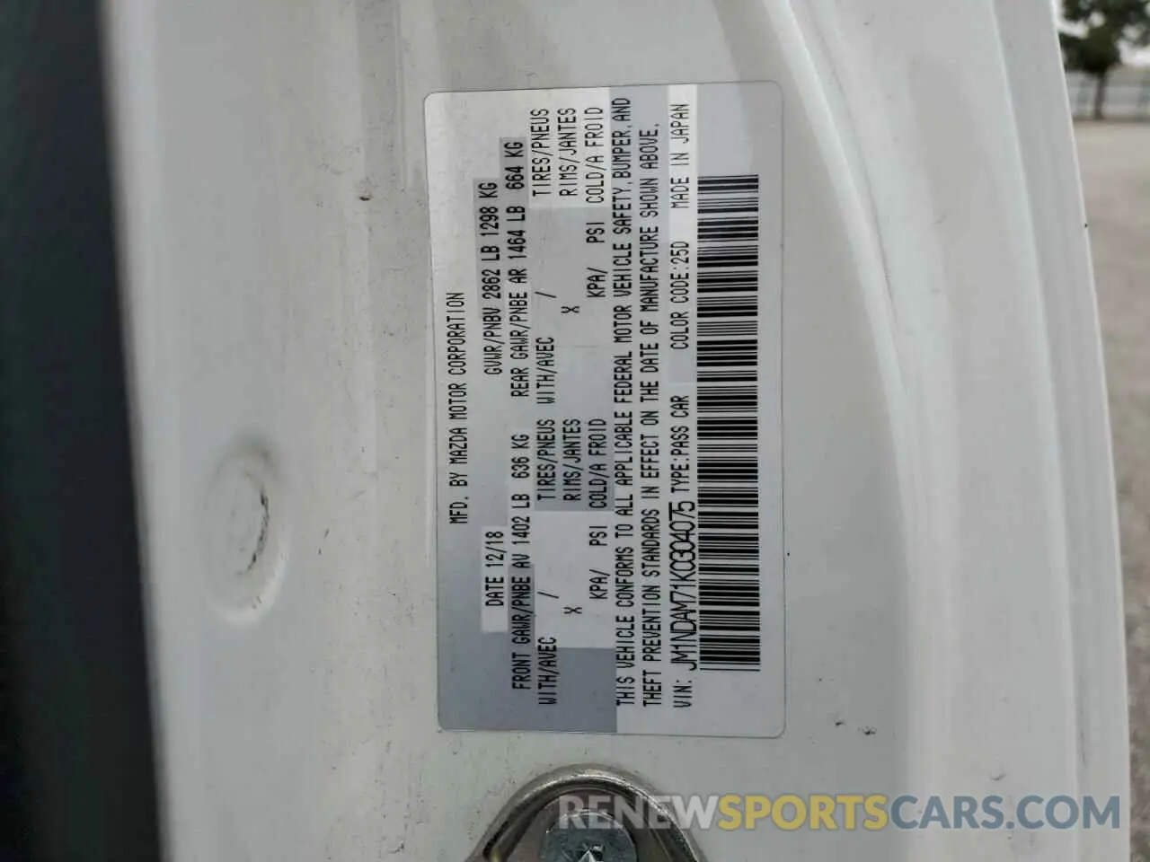 12 Фотография поврежденного автомобиля JM1NDAM71K0304075 MAZDA MX5 2019