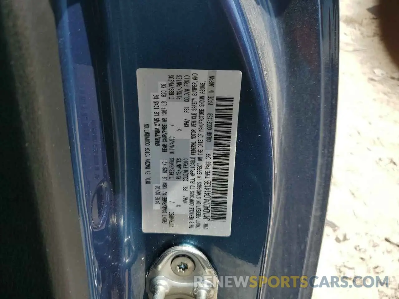 12 Photograph of a damaged car JM1NDAD7XL0414138 MAZDA MX5 2020