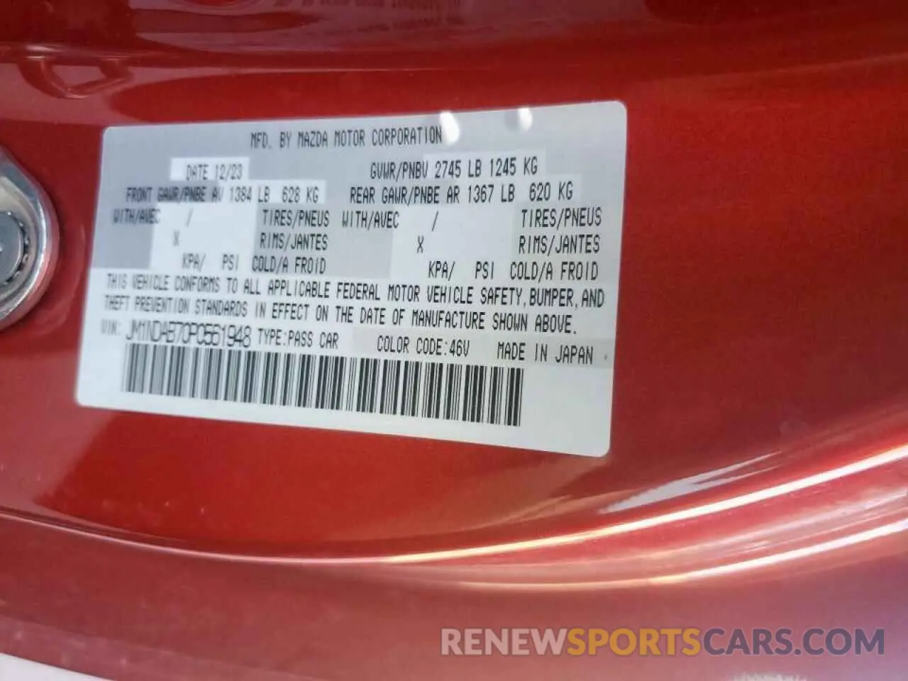 14 Фотография поврежденного автомобиля JM1NDAB70P0561948 MAZDA MX5 2023