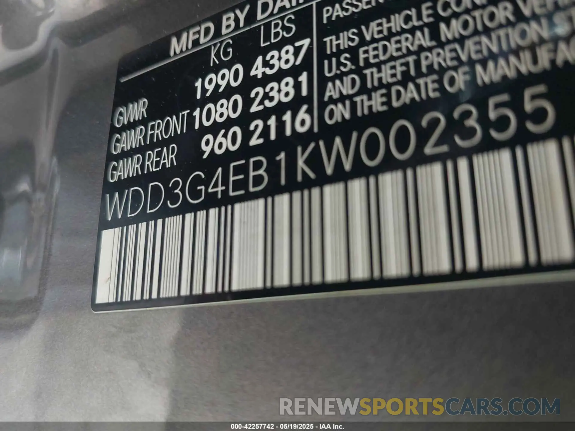9 Photograph of a damaged car WDD3G4EB1KW002355 MERCEDES-BENZ A 220 2019