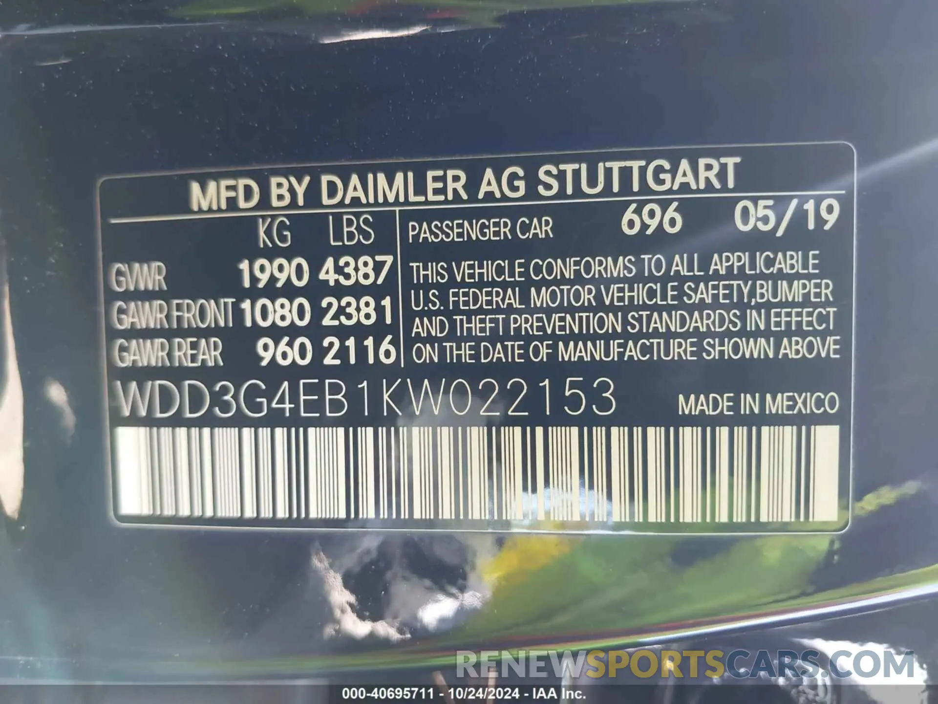 9 Фотография поврежденного автомобиля WDD3G4EB1KW022153 MERCEDES-BENZ A 220 2019
