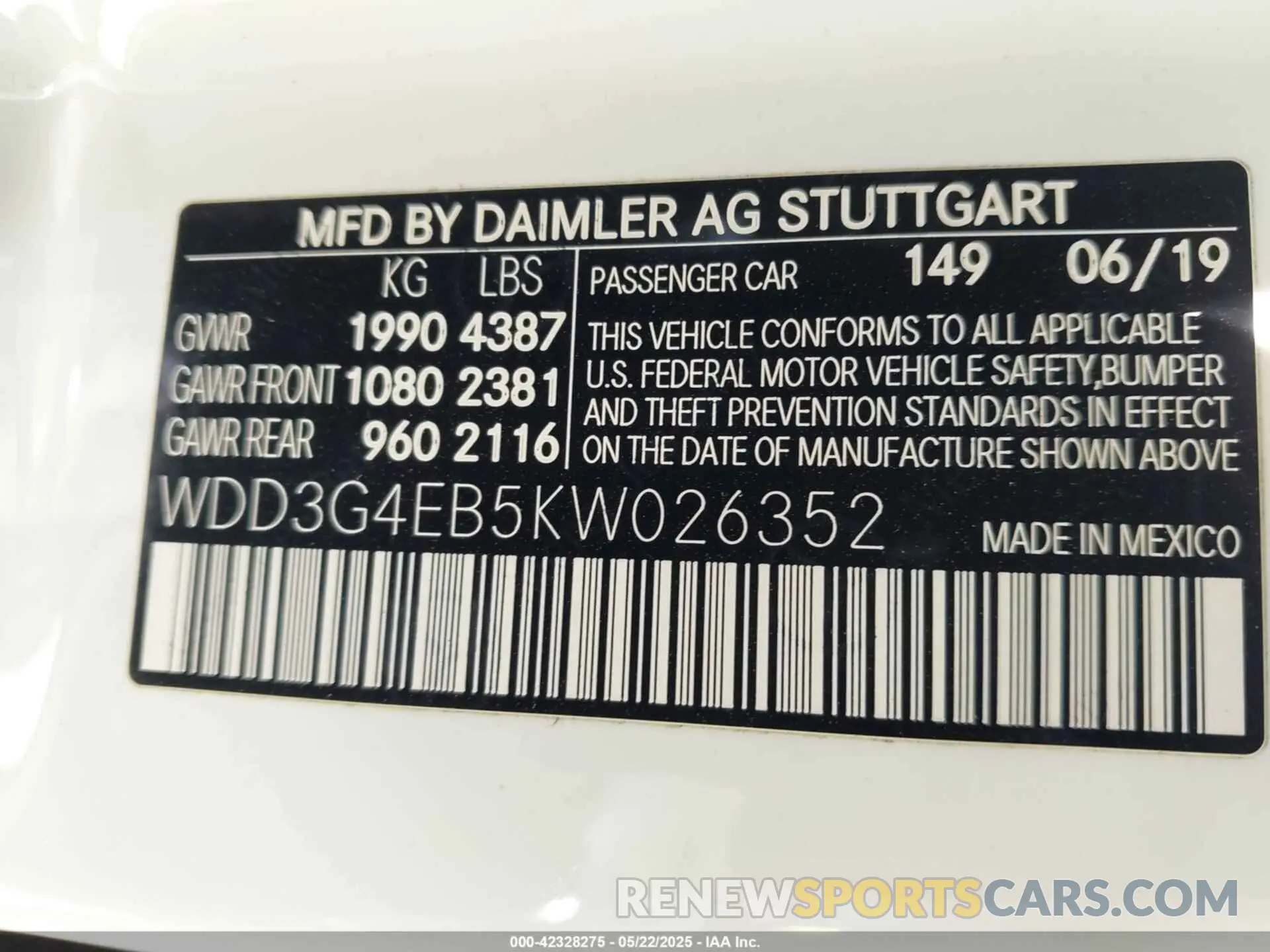 9 Фотография поврежденного автомобиля WDD3G4EB5KW026352 MERCEDES-BENZ A 220 2019