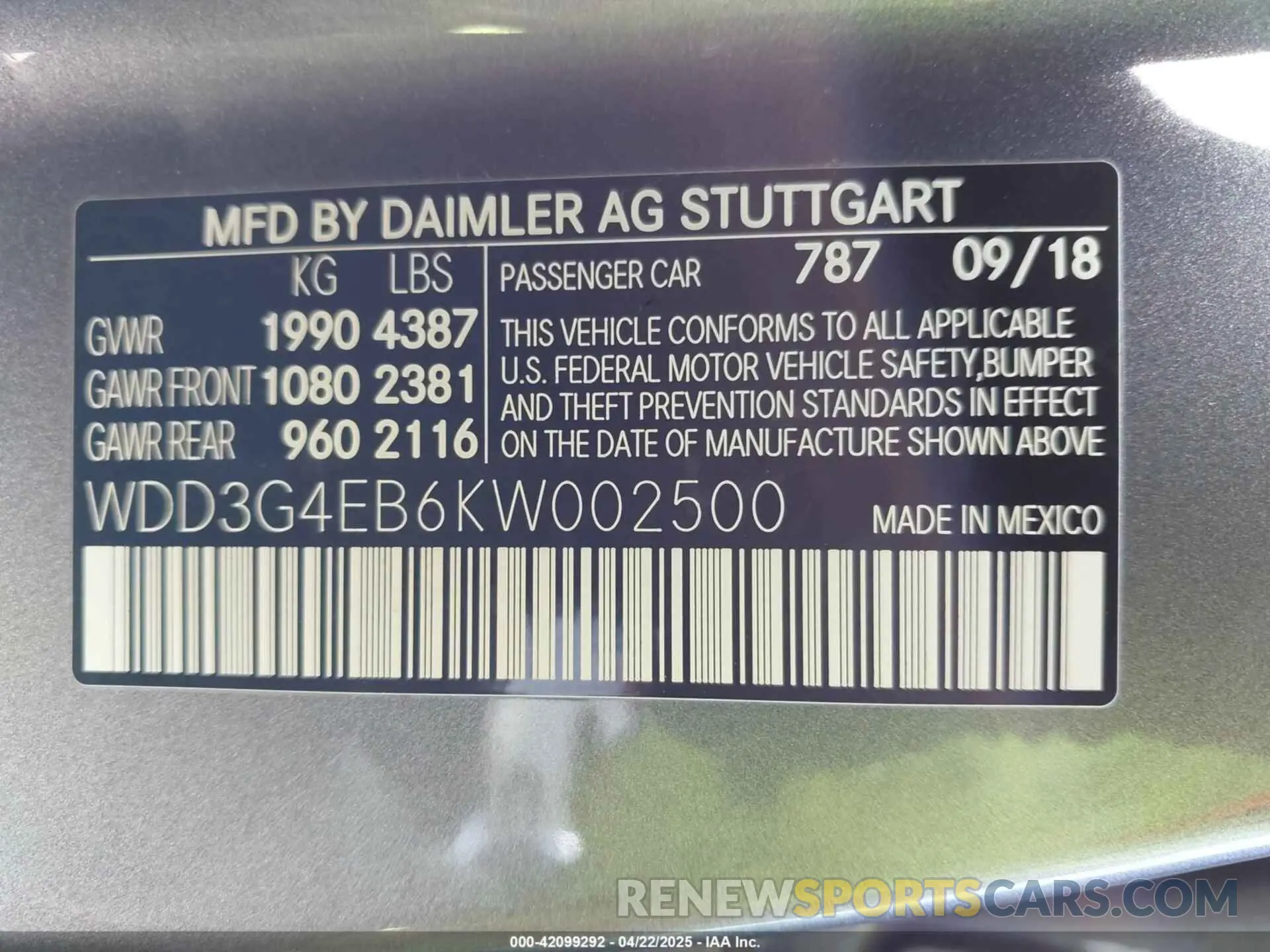 9 Photograph of a damaged car WDD3G4EB6KW002500 MERCEDES-BENZ A 220 2019