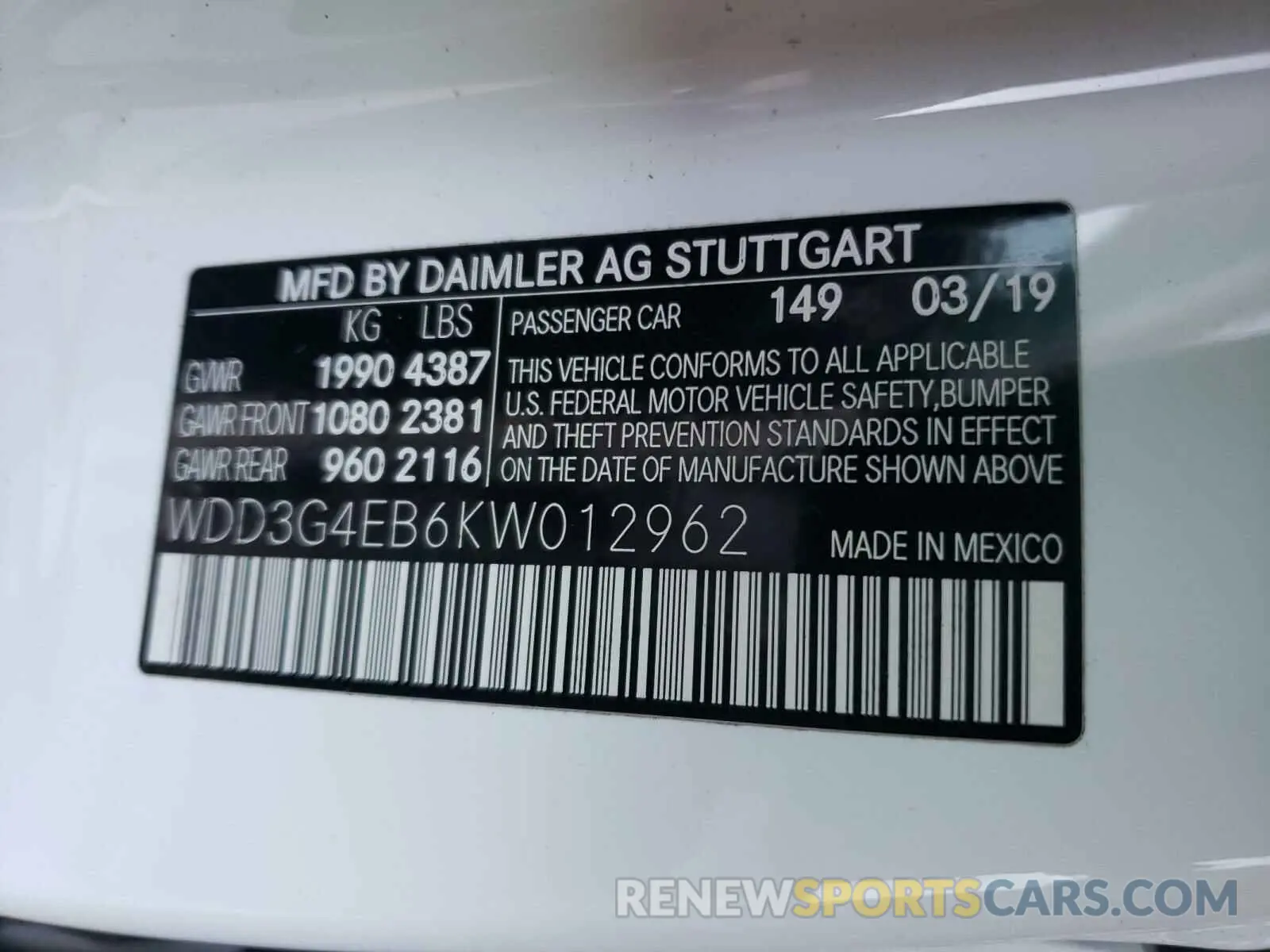 10 Photograph of a damaged car WDD3G4EB6KW012962 MERCEDES-BENZ A 220 2019