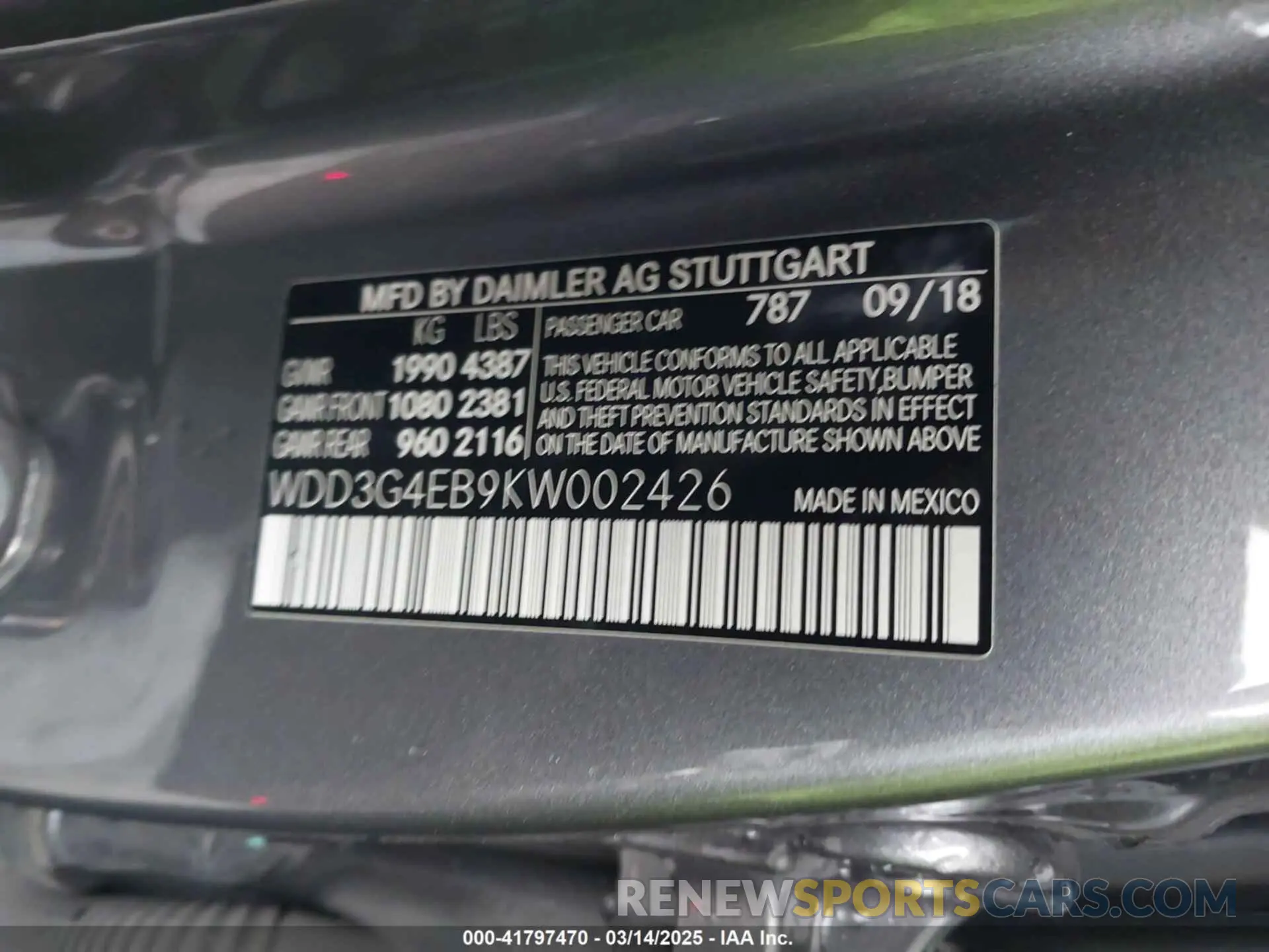 9 Photograph of a damaged car WDD3G4EB9KW002426 MERCEDES-BENZ A 220 2019
