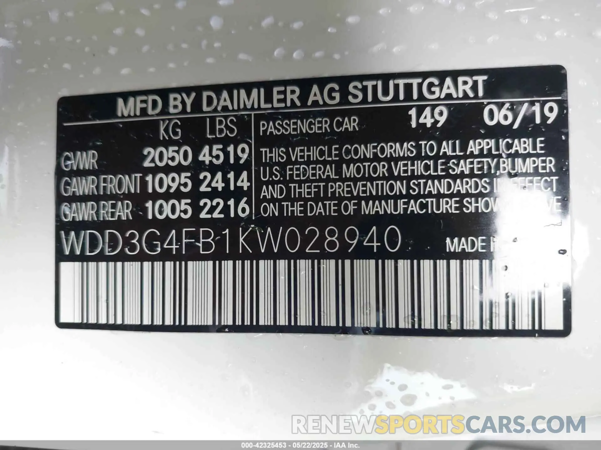 9 Фотография поврежденного автомобиля WDD3G4FB1KW028940 MERCEDES-BENZ A 220 2019