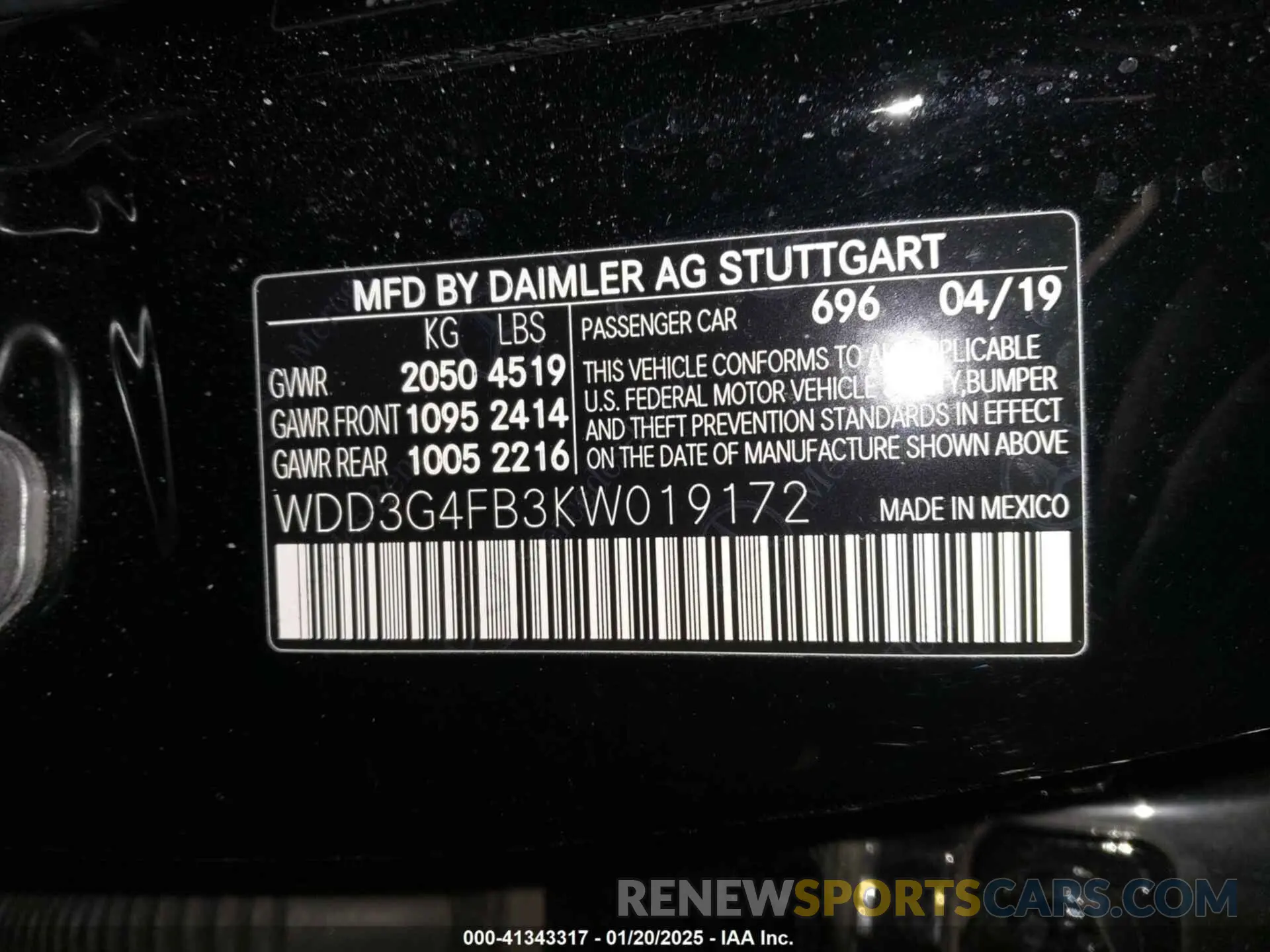 9 Фотография поврежденного автомобиля WDD3G4FB3KW019172 MERCEDES-BENZ A 220 2019