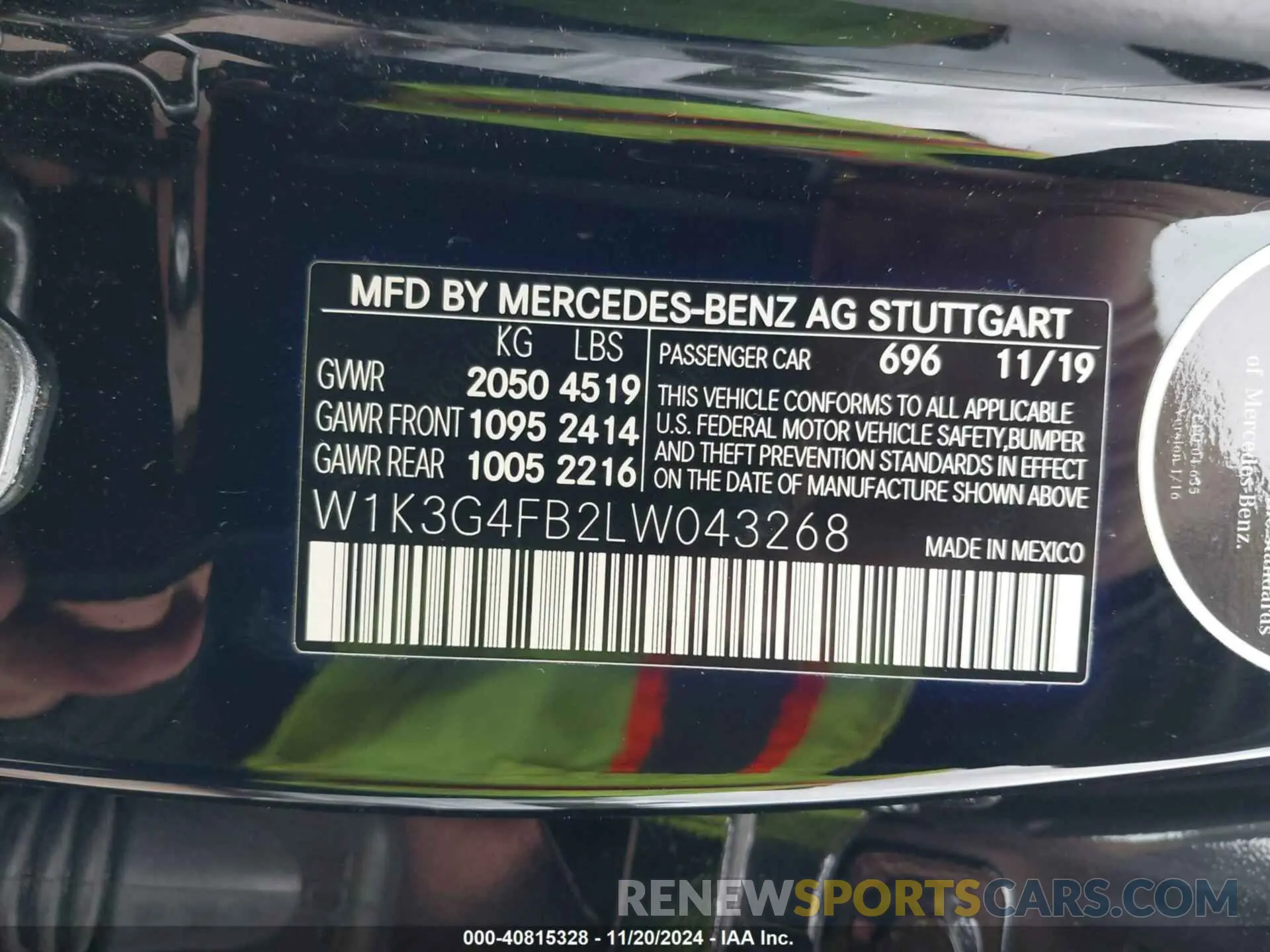9 Фотография поврежденного автомобиля W1K3G4FB2LW043268 MERCEDES-BENZ A 220 2020