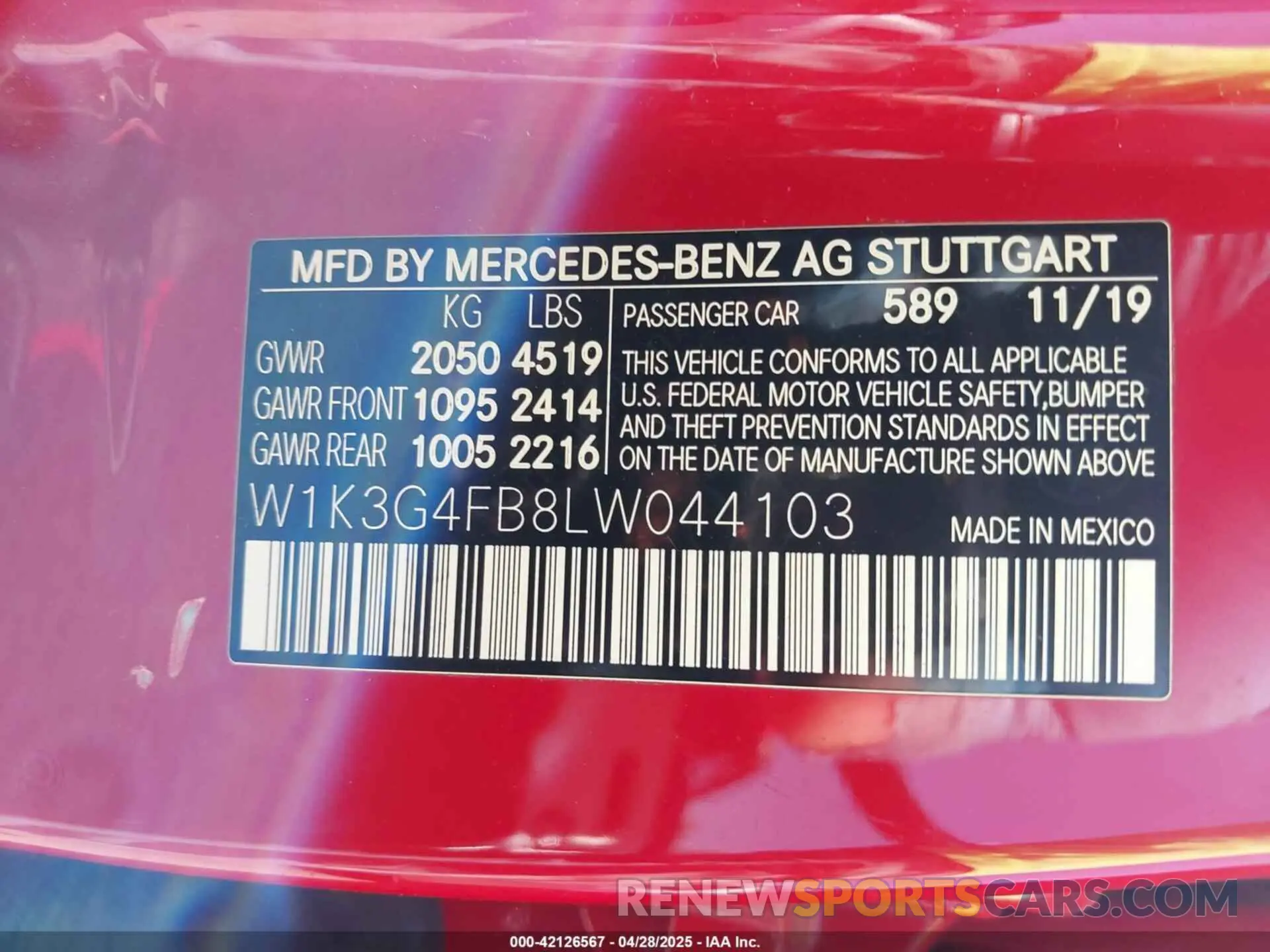 9 Фотография поврежденного автомобиля W1K3G4FB8LW044103 MERCEDES-BENZ A 220 2020