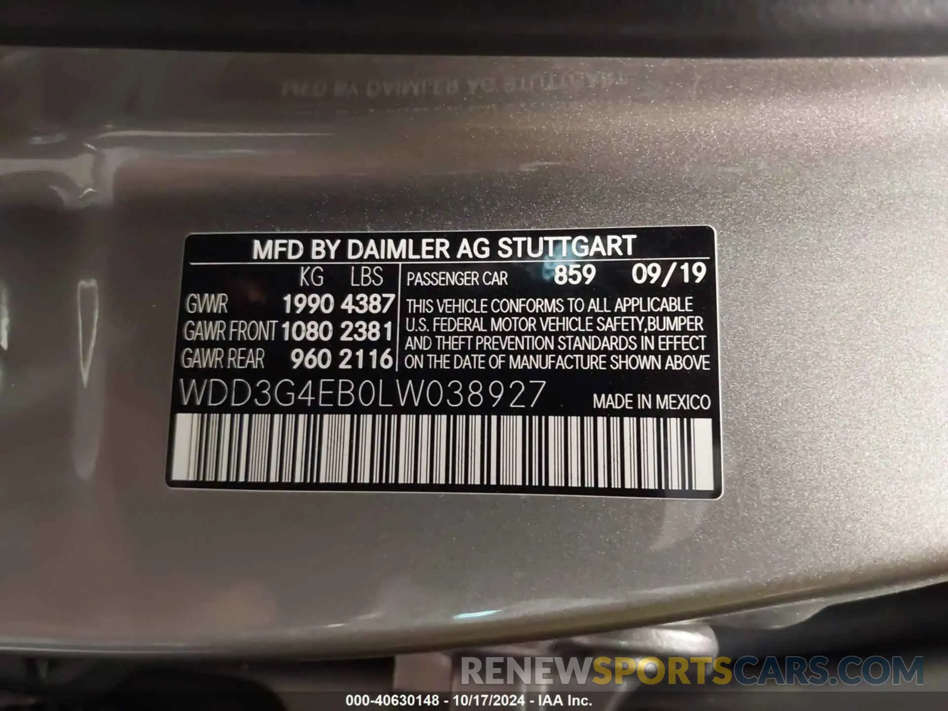 9 Фотография поврежденного автомобиля WDD3G4EB0LW038927 MERCEDES-BENZ A 220 2020