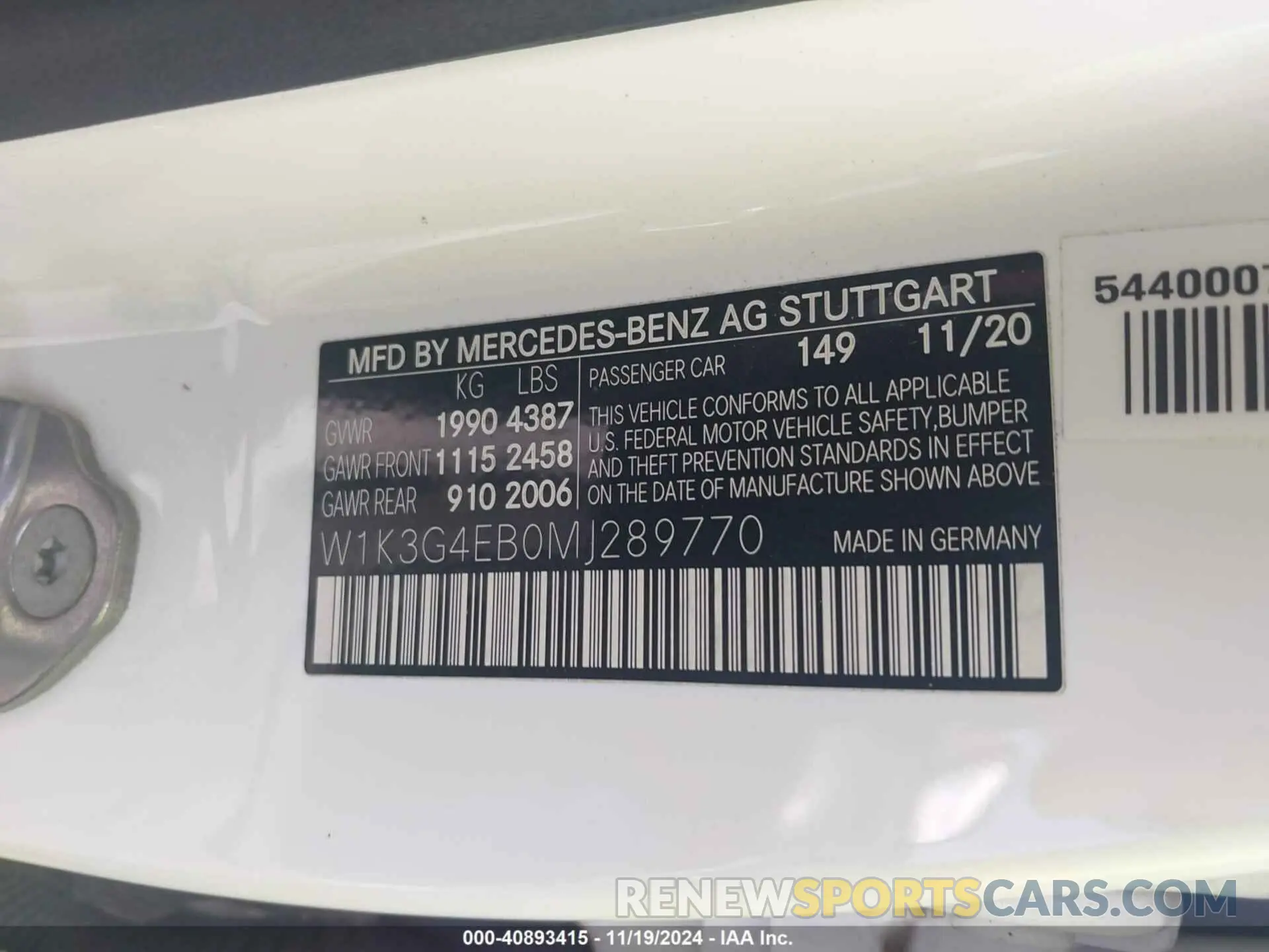 9 Photograph of a damaged car W1K3G4EB0MJ289770 MERCEDES-BENZ A 220 2021