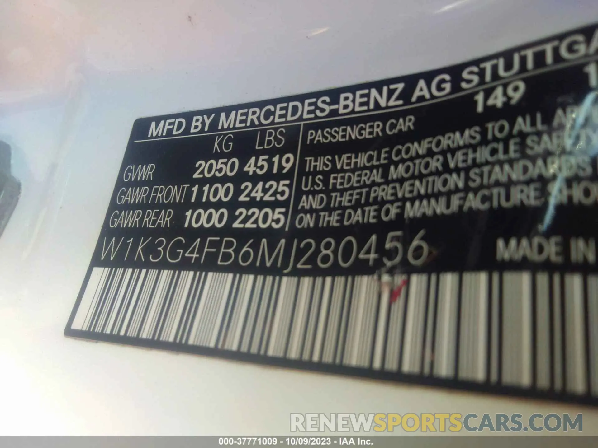 9 Photograph of a damaged car W1K3G4FB6MJ280456 MERCEDES-BENZ A 220 2021